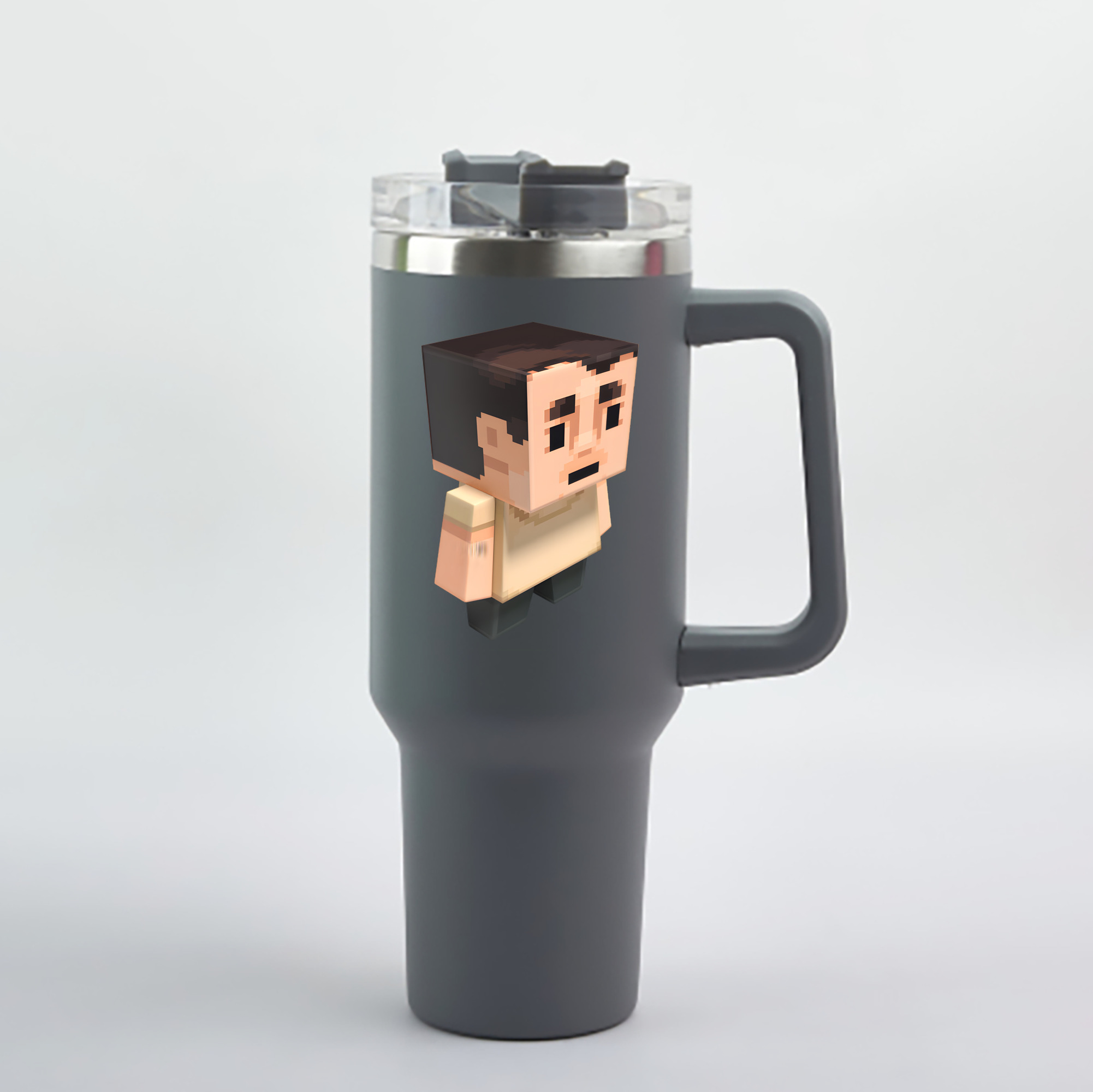 （画像用） マインクラフト ブロックの世界 Minecraft MC Block world 1200mL車用タンブラー - クリスタルステッカー（プラスチックストロー付き）