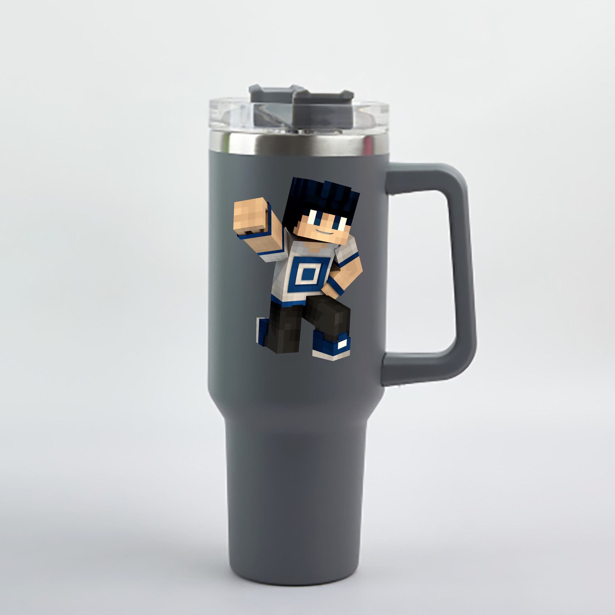 （画像用） マインクラフト ブロックの世界 Minecraft MC Block world 1200mL車用タンブラー - クリスタルステッカー（プラスチックストロー付き）