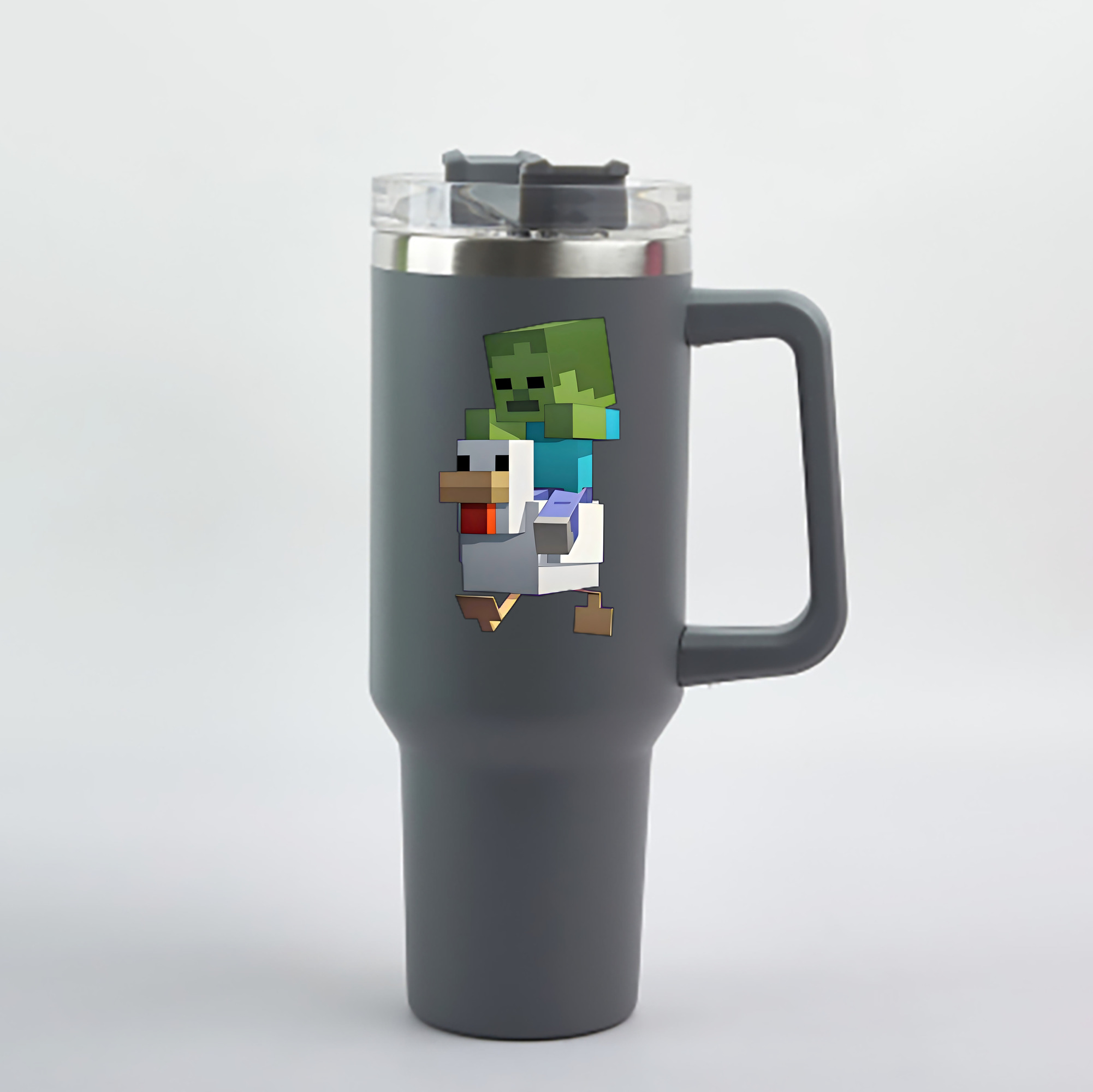 （画像用） マインクラフト ブロックの世界 Minecraft MC Block world 1200mL車用タンブラー - クリスタルステッカー（プラスチックストロー付き）