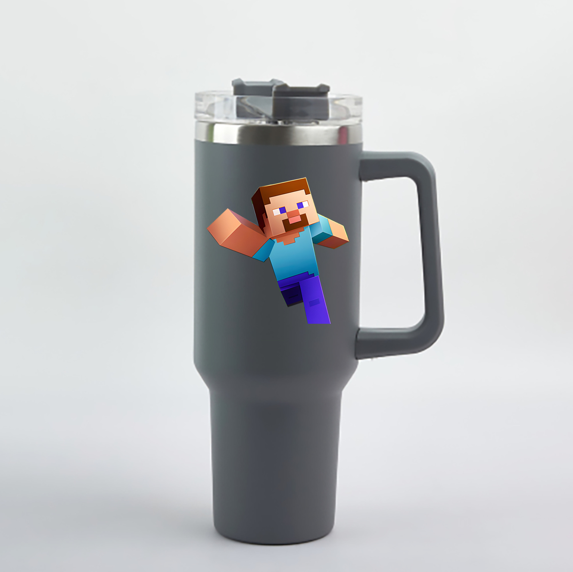 （画像用） マインクラフト ブロックの世界 Minecraft MC Block world 1200mL車用タンブラー - クリスタルステッカー（プラスチックストロー付き）