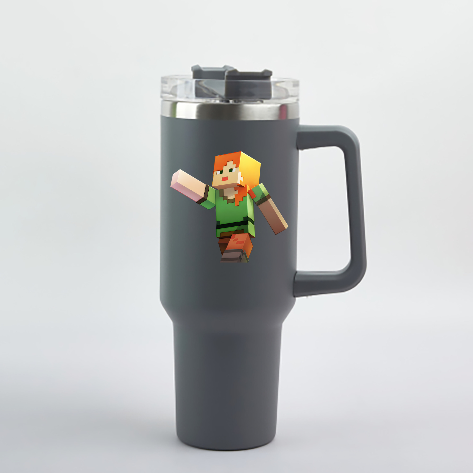 （画像用） マインクラフト ブロックの世界 Minecraft MC Block world 1200mL車用タンブラー - クリスタルステッカー（プラスチックストロー付き）