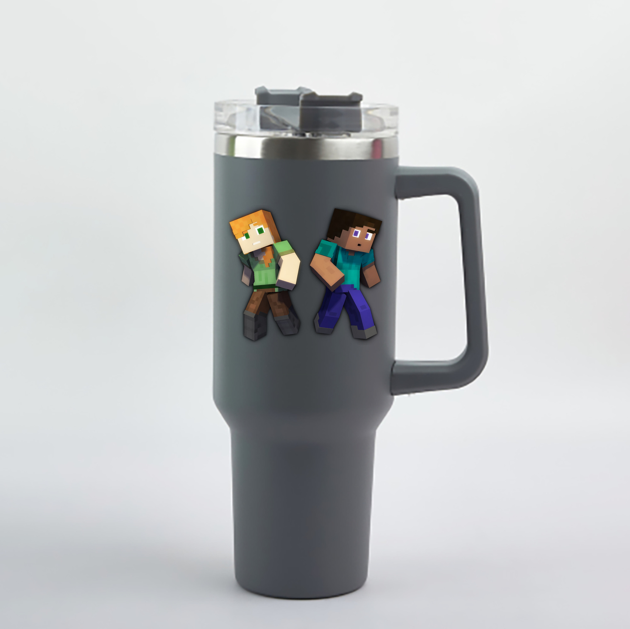 （画像用） マインクラフト ブロックの世界 Minecraft MC Block world 1200mL車用タンブラー - クリスタルステッカー（プラスチックストロー付き）