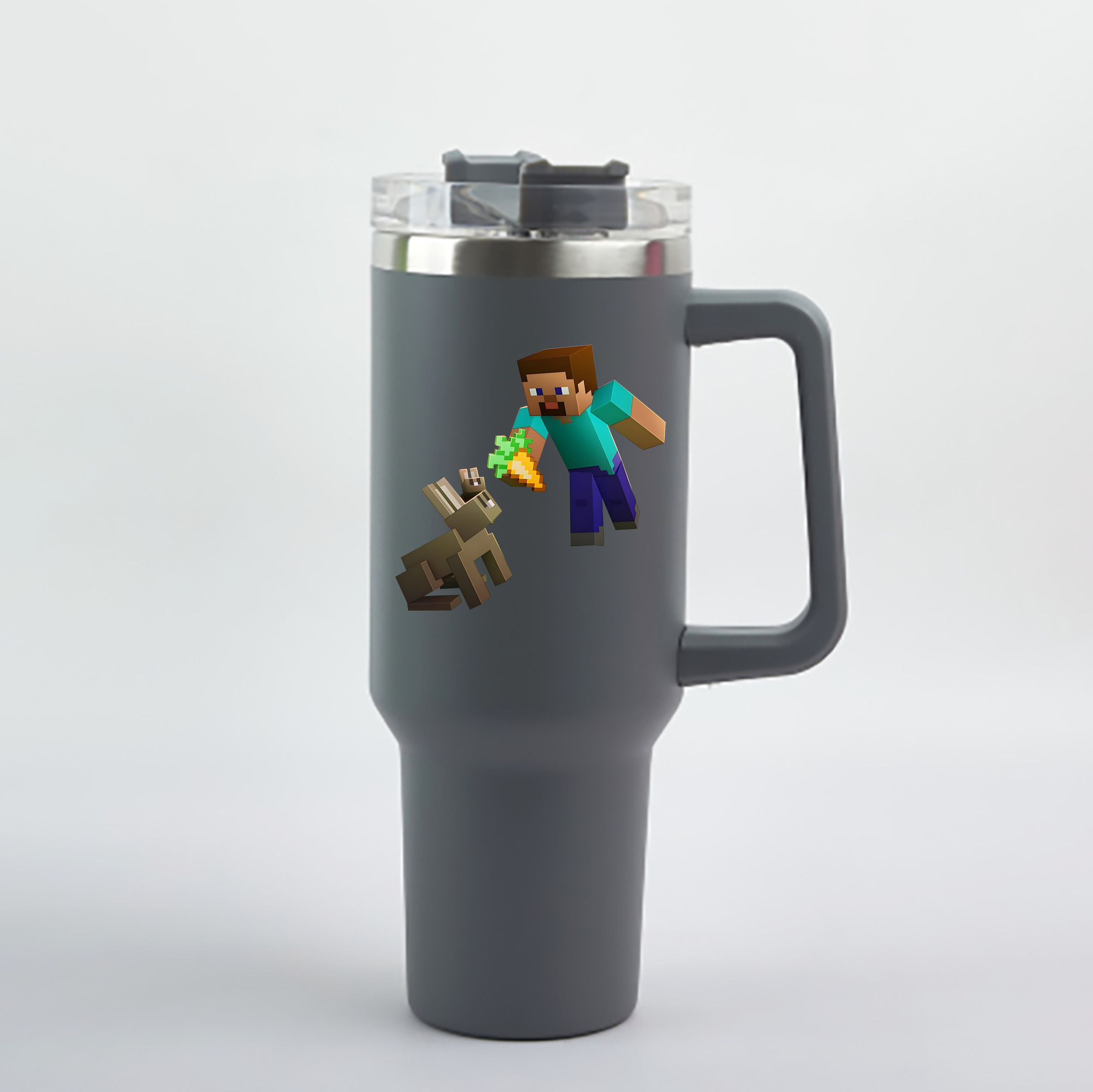（画像用） マインクラフト ブロックの世界 Minecraft MC Block world 1200mL車用タンブラー - クリスタルステッカー（プラスチックストロー付き）
