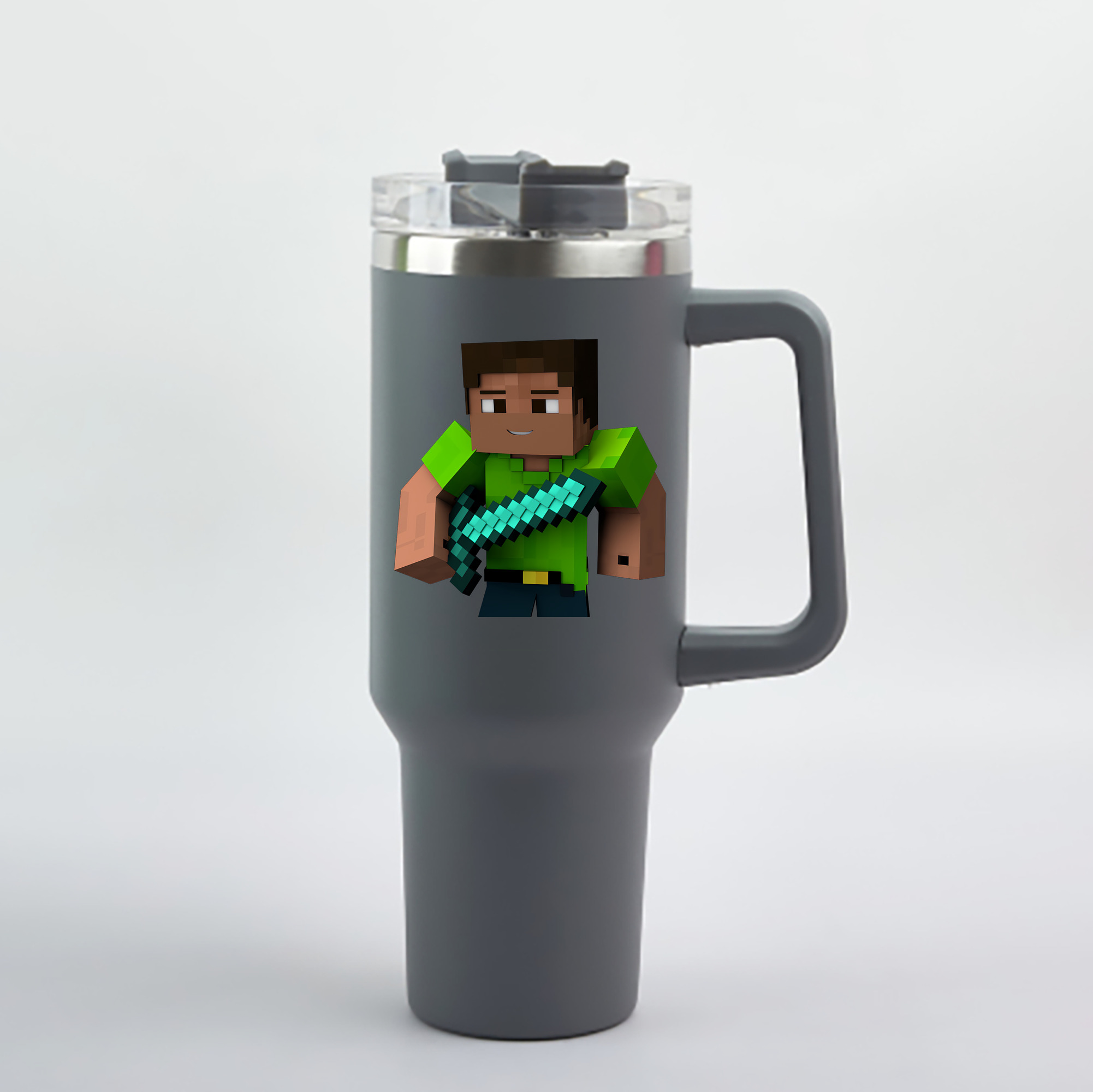 （画像用） マインクラフト ブロックの世界 Minecraft MC Block world 1200mL車用タンブラー - クリスタルステッカー（プラスチックストロー付き）