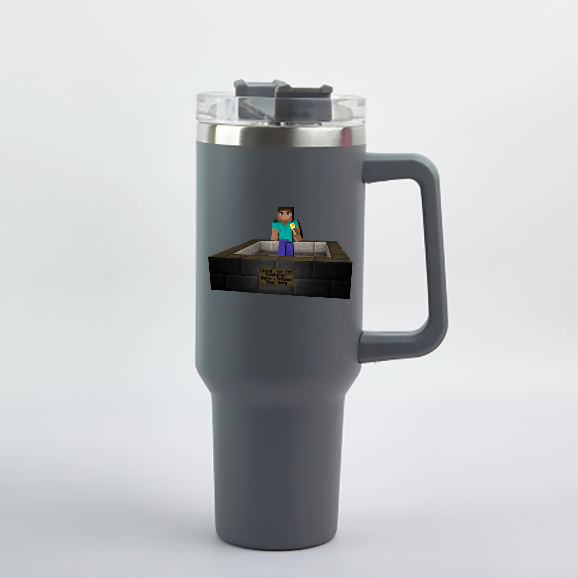 （画像用） マインクラフト ブロックの世界 Minecraft MC Block world 1200mL車用タンブラー - クリスタルステッカー（プラスチックストロー付き）