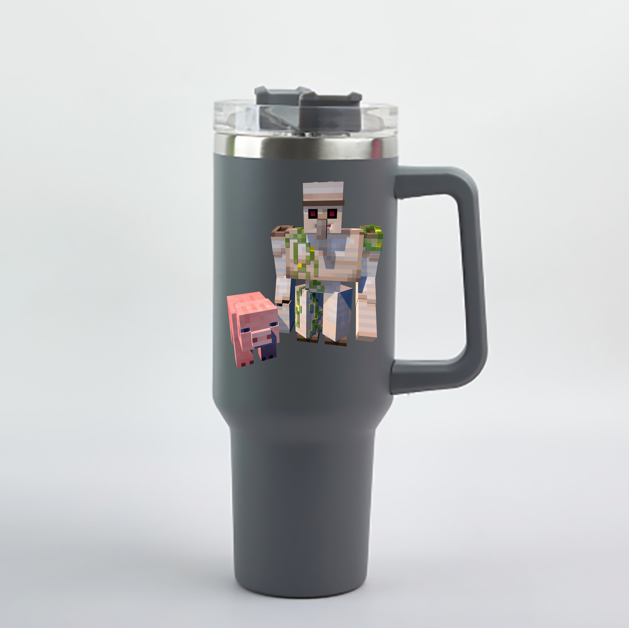（画像用） マインクラフト ブロックの世界 Minecraft MC Block world 1200mL車用タンブラー - クリスタルステッカー（プラスチックストロー付き）