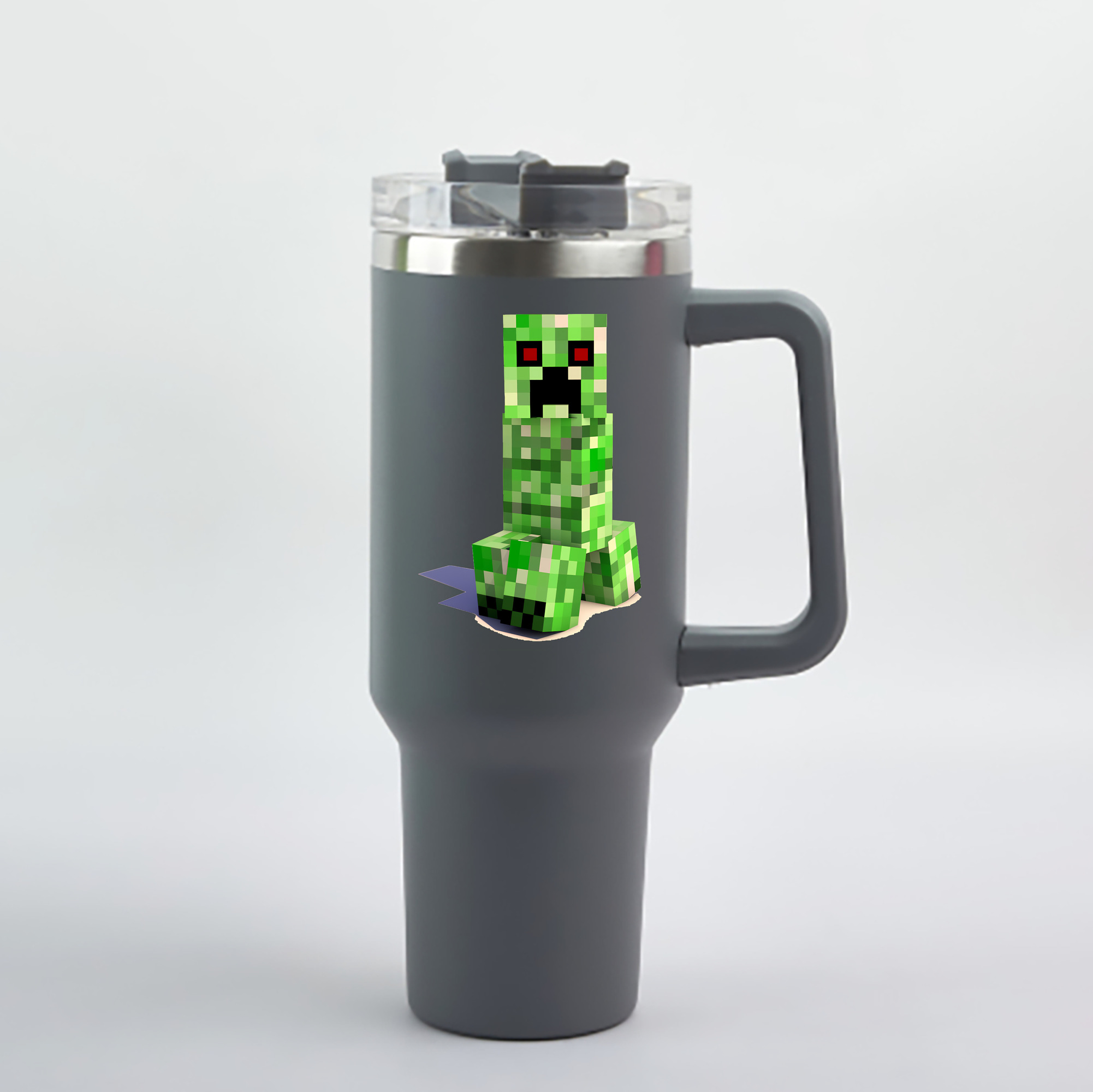 （画像用） マインクラフト ブロックの世界 Minecraft MC Block world 1200mL車用タンブラー - クリスタルステッカー（プラスチックストロー付き）