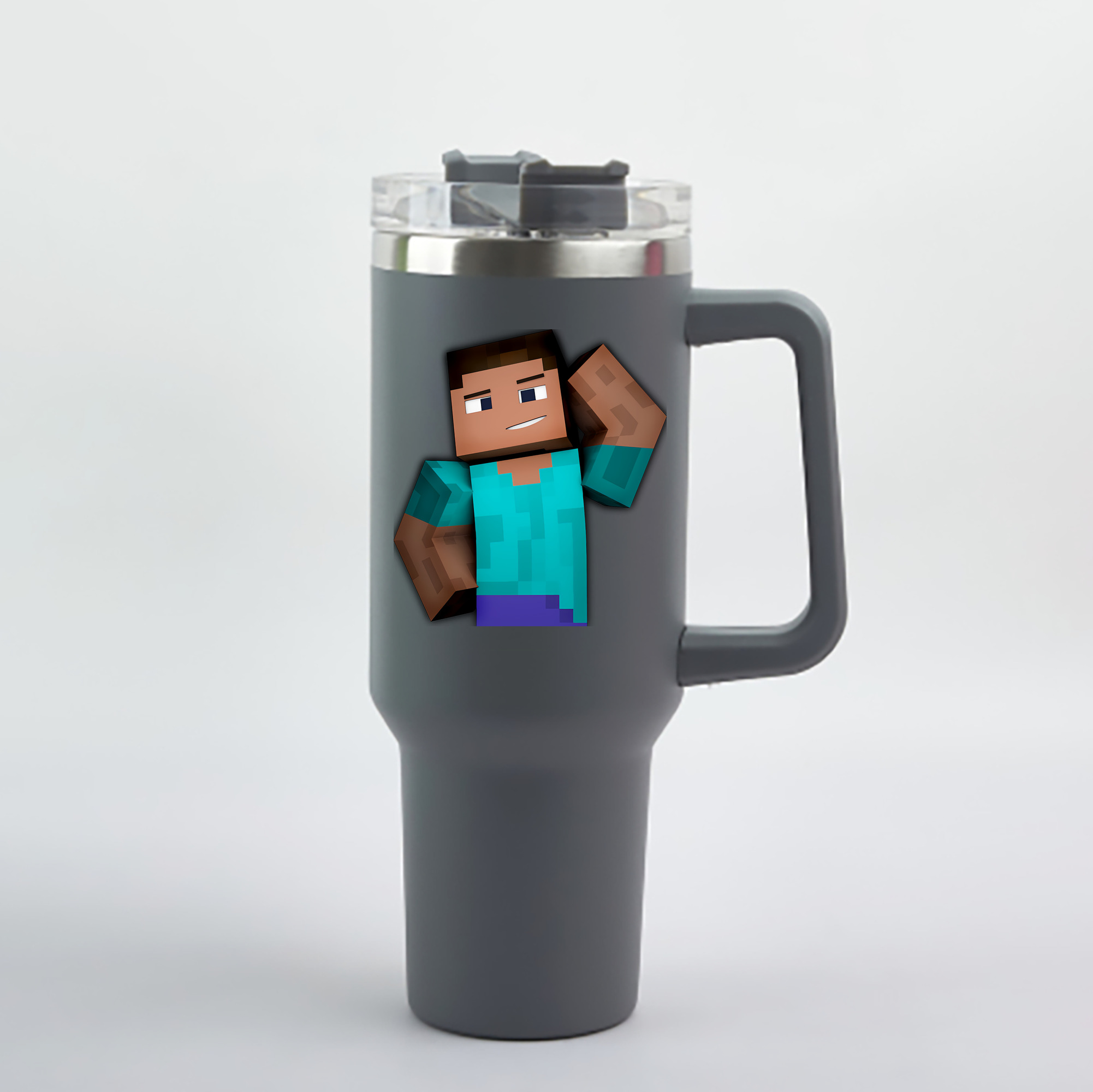 （画像用） マインクラフト ブロックの世界 Minecraft MC Block world 1200mL車用タンブラー - クリスタルステッカー（プラスチックストロー付き）