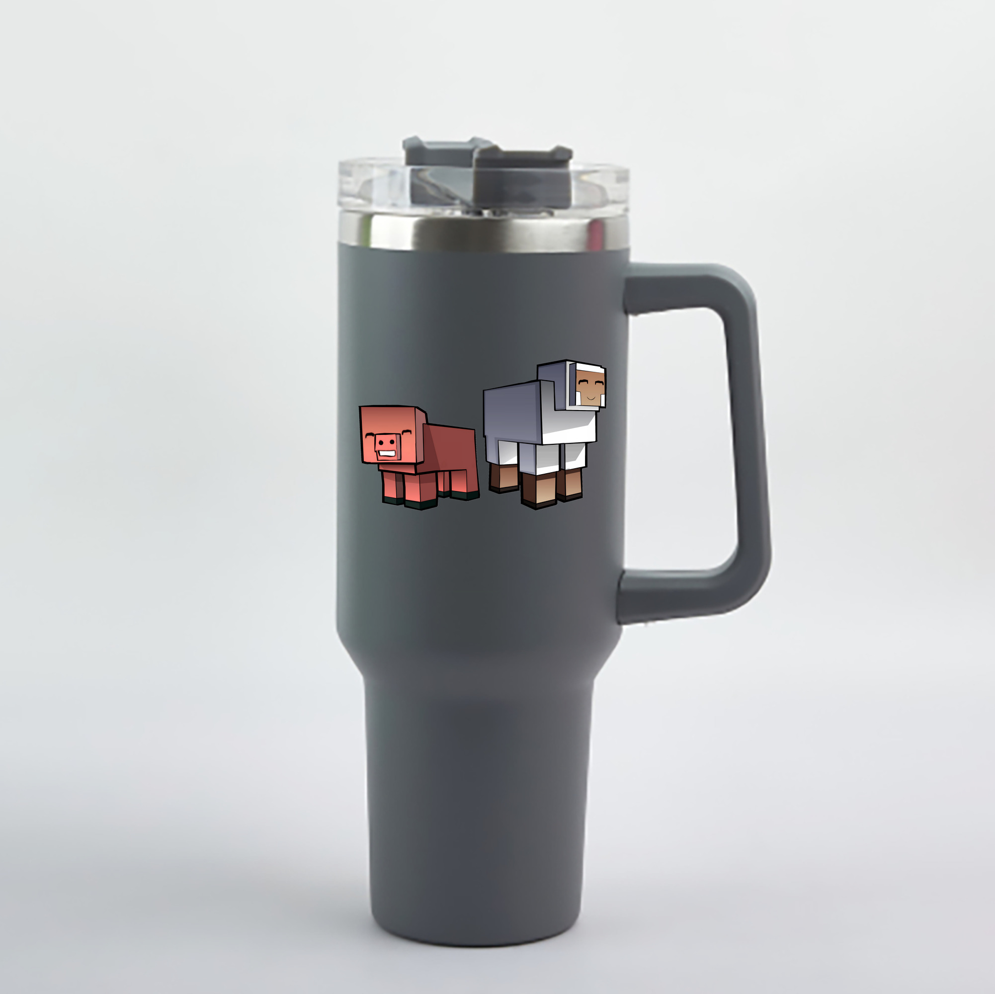 （画像用） マインクラフト ブロックの世界 Minecraft MC Block world 1200mL車用タンブラー - クリスタルステッカー（プラスチックストロー付き）