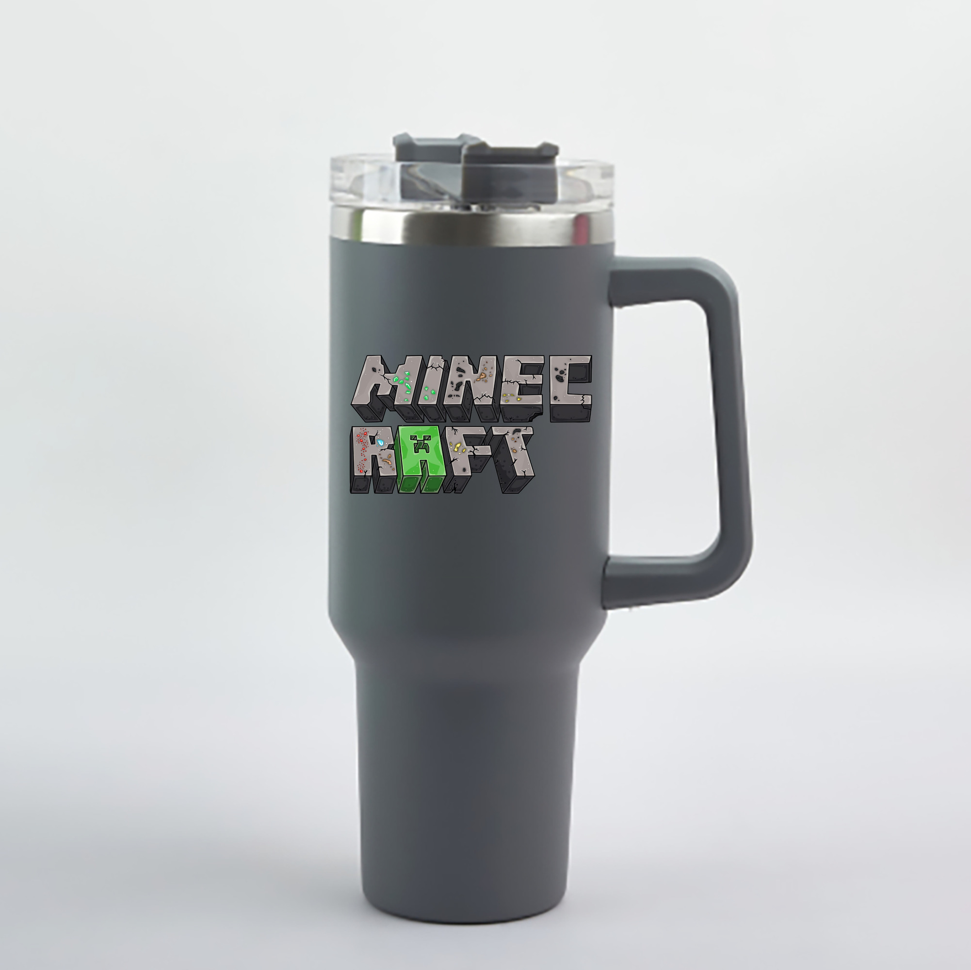マインクラフト ブロックの世界 Minecraft MC Block world 1200mL車用タンブラー - クリスタルステッカー（プラスチックストロー付き）