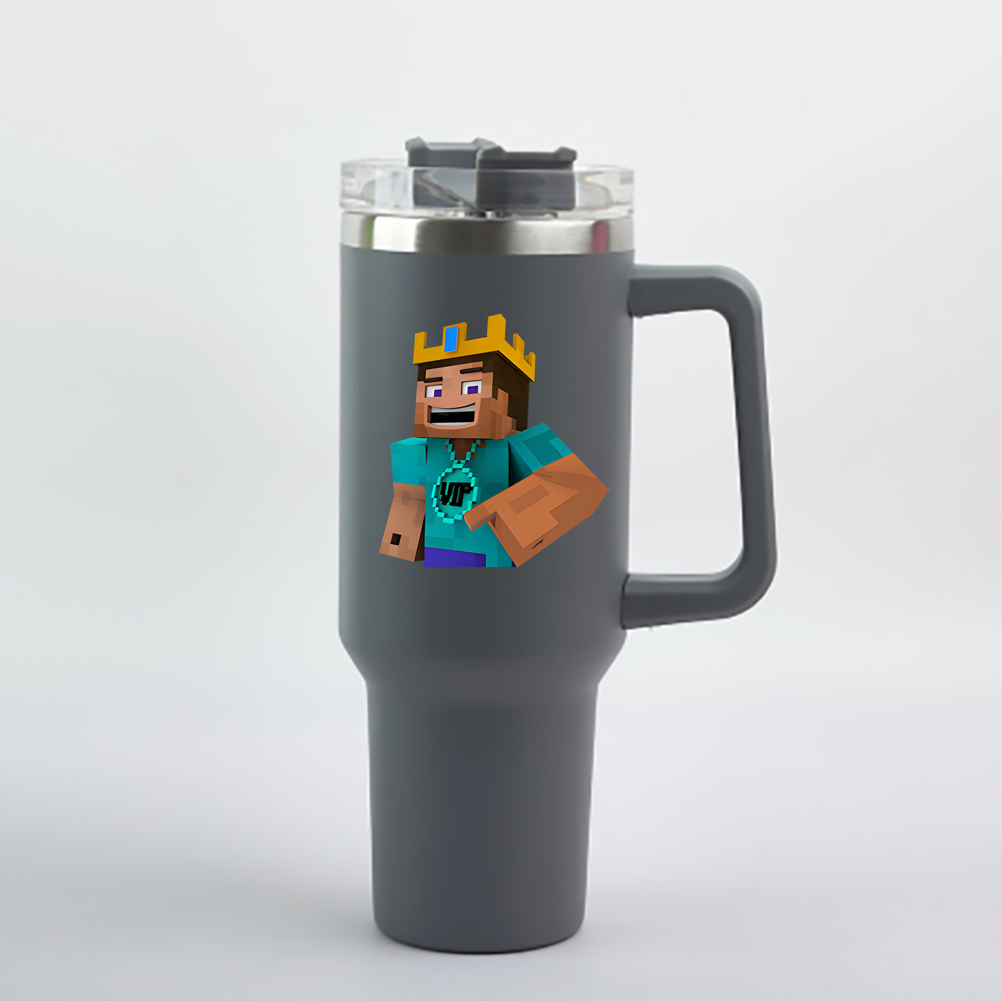 （画像用） マインクラフト ブロックの世界 Minecraft MC Block world 1200mL車用タンブラー - クリスタルステッカー（プラスチックストロー付き）