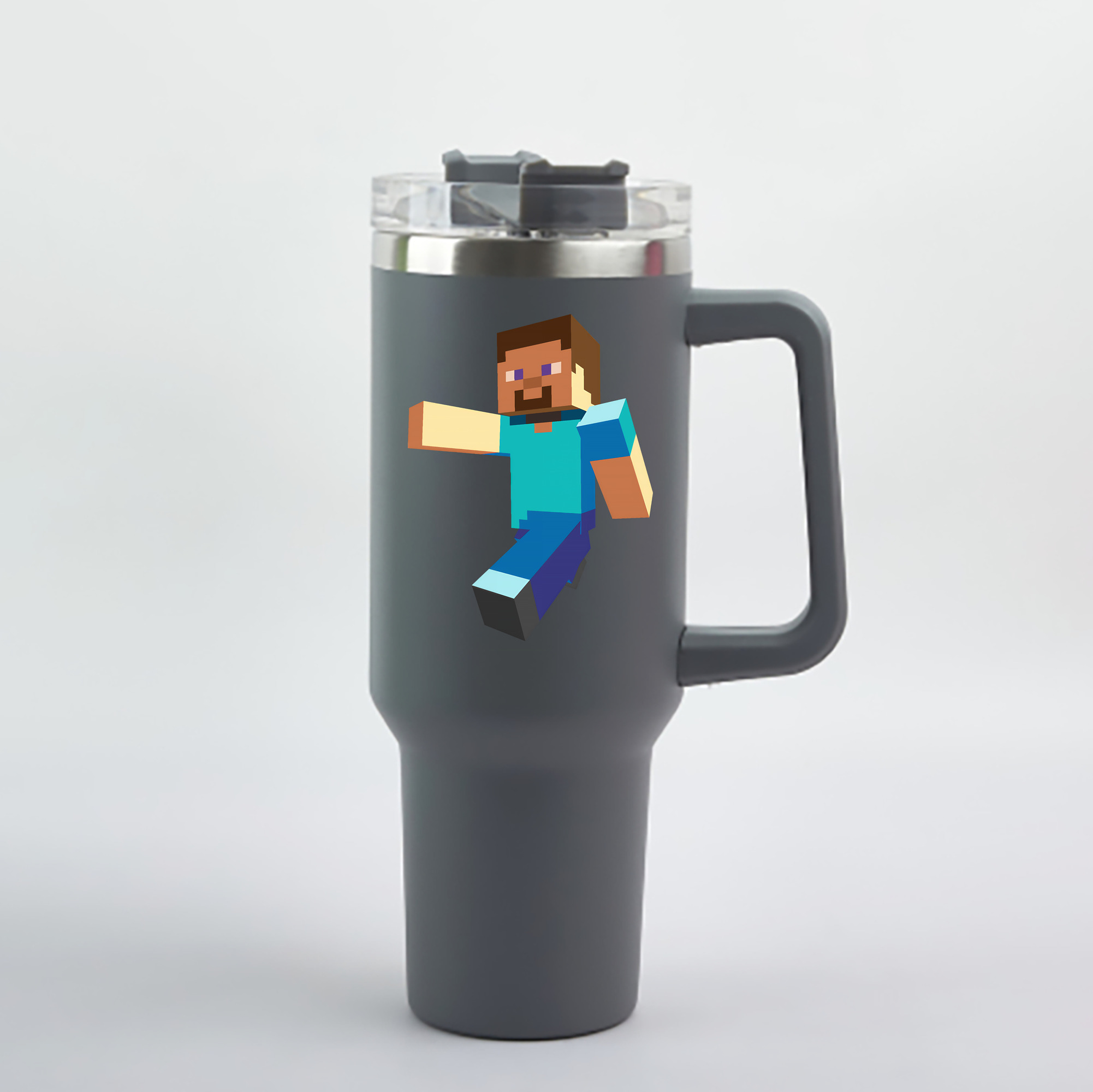 （画像用） マインクラフト ブロックの世界 Minecraft MC Block world 1200mL車用タンブラー - クリスタルステッカー（プラスチックストロー付き）