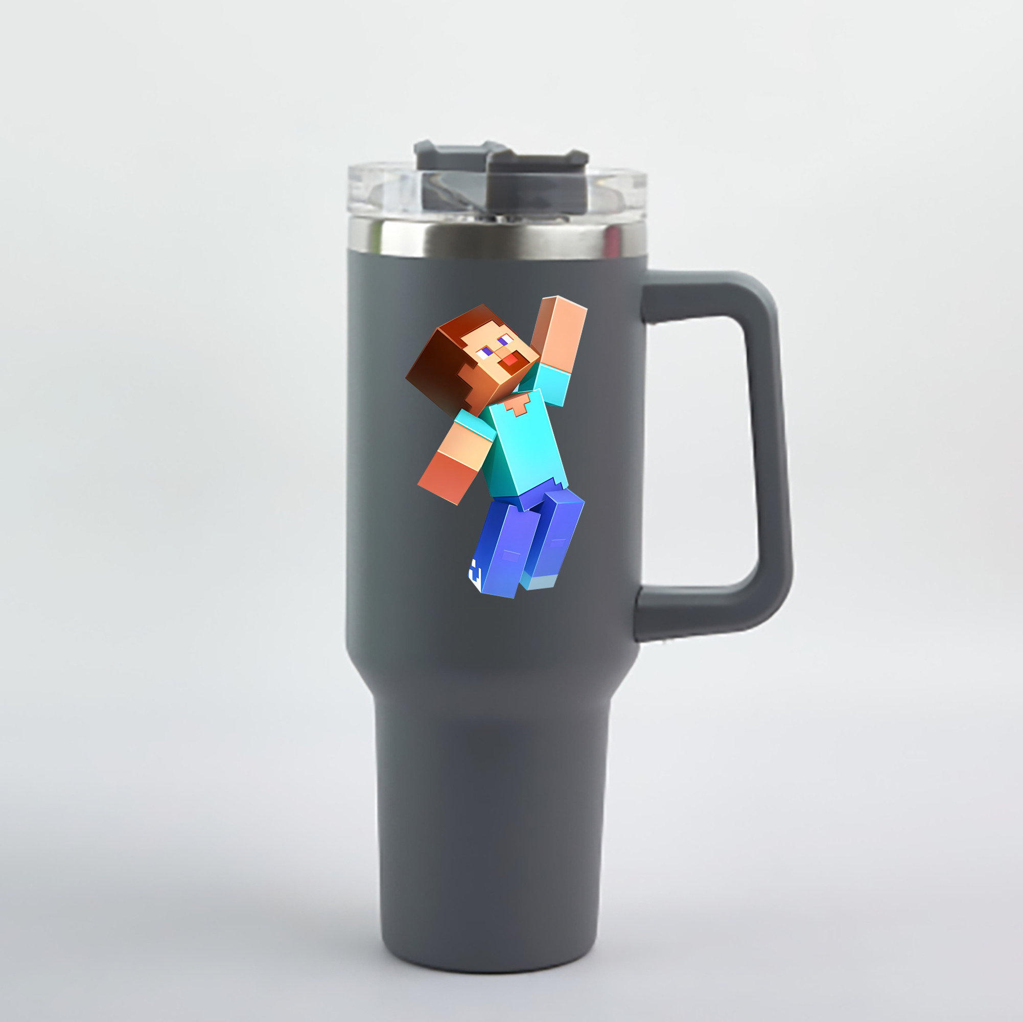 （画像用） マインクラフト ブロックの世界 Minecraft MC Block world 1200mL車用タンブラー - クリスタルステッカー（プラスチックストロー付き）