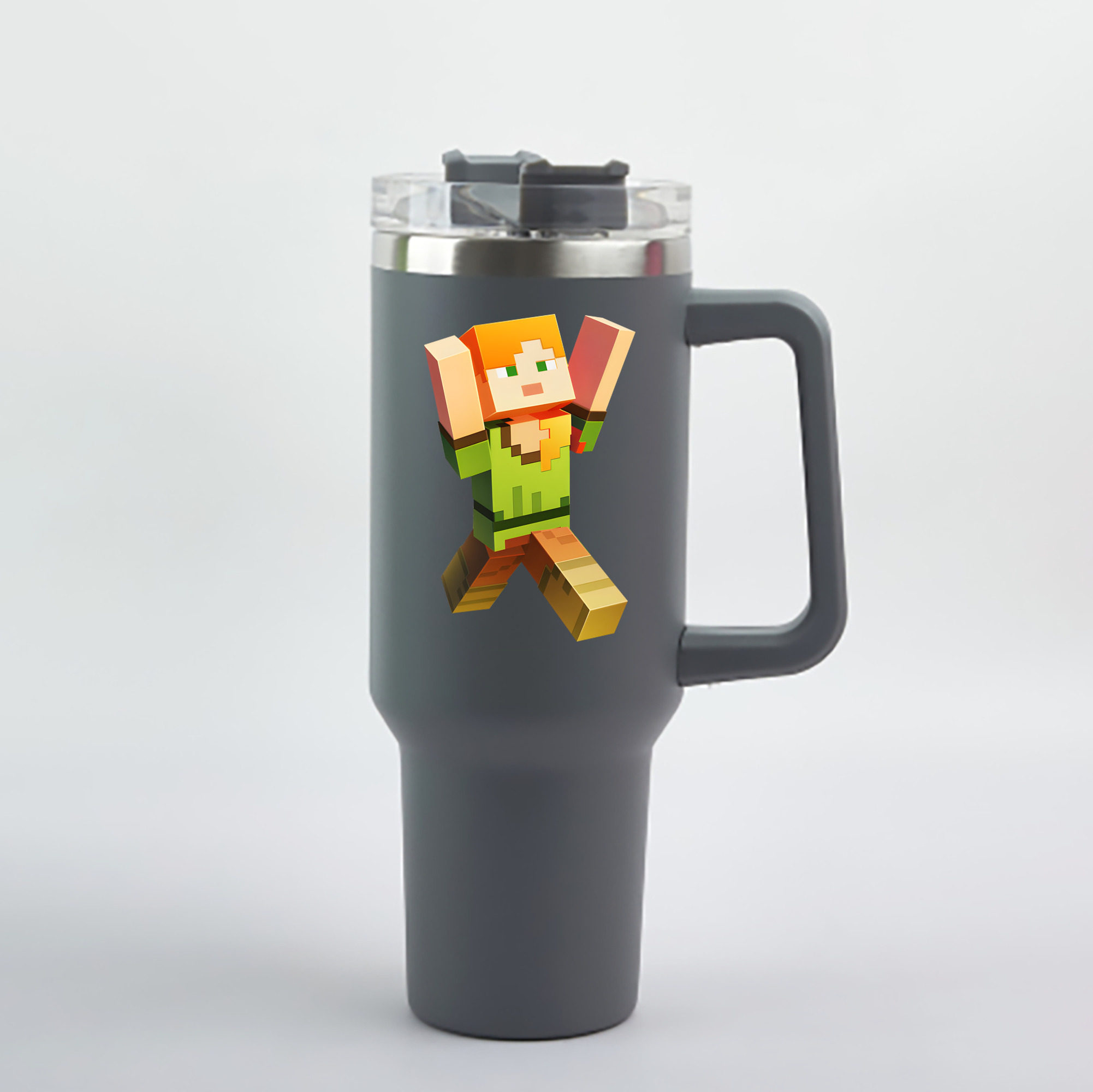 （画像用） マインクラフト ブロックの世界 Minecraft MC Block world 1200mL車用タンブラー - クリスタルステッカー（プラスチックストロー付き）