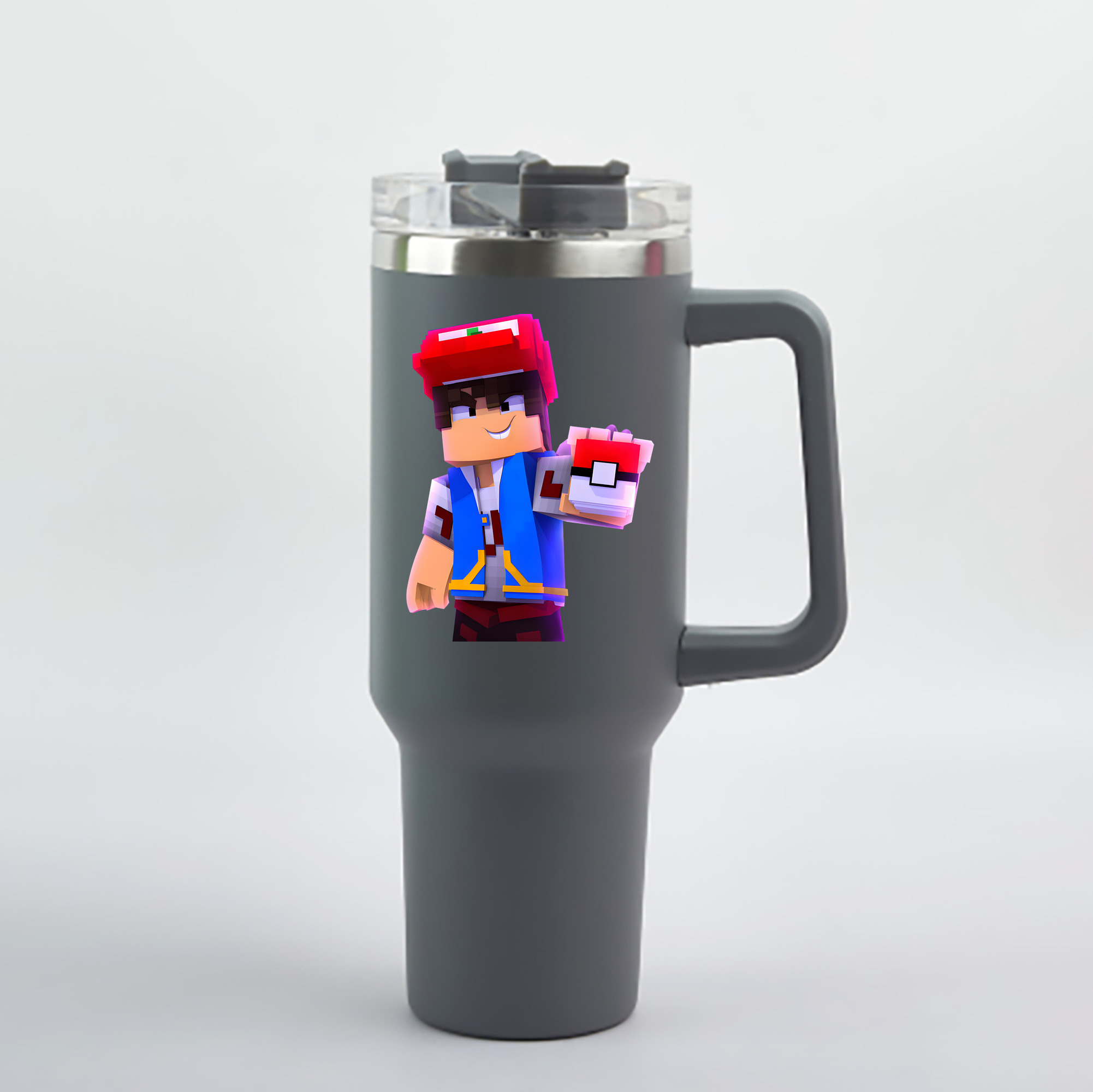 （画像用） マインクラフト ブロックの世界 Minecraft MC Block world 1200mL車用タンブラー - クリスタルステッカー（プラスチックストロー付き）