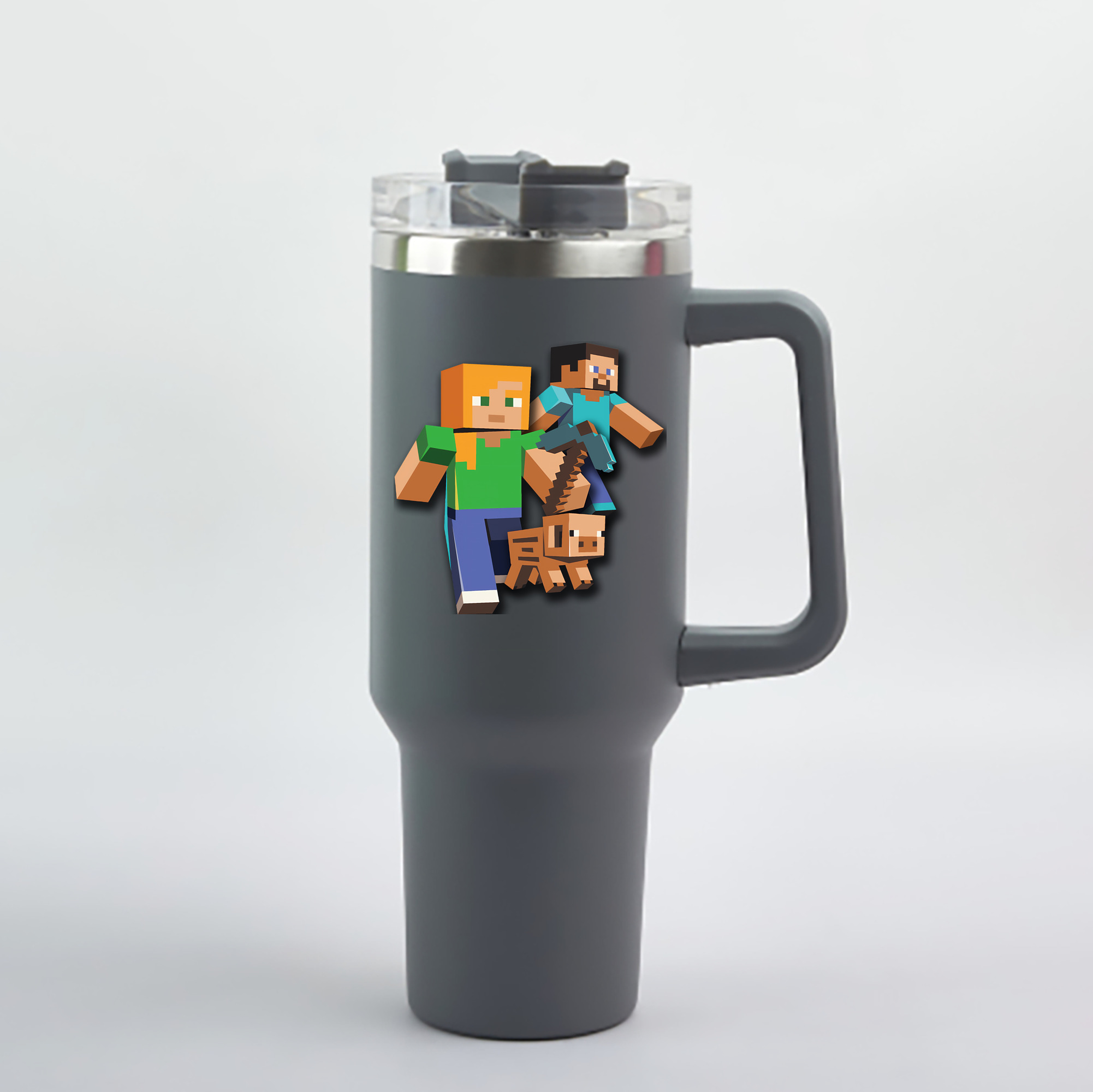 （画像用） マインクラフト ブロックの世界 Minecraft MC Block world 1200mL車用タンブラー - クリスタルステッカー（プラスチックストロー付き）