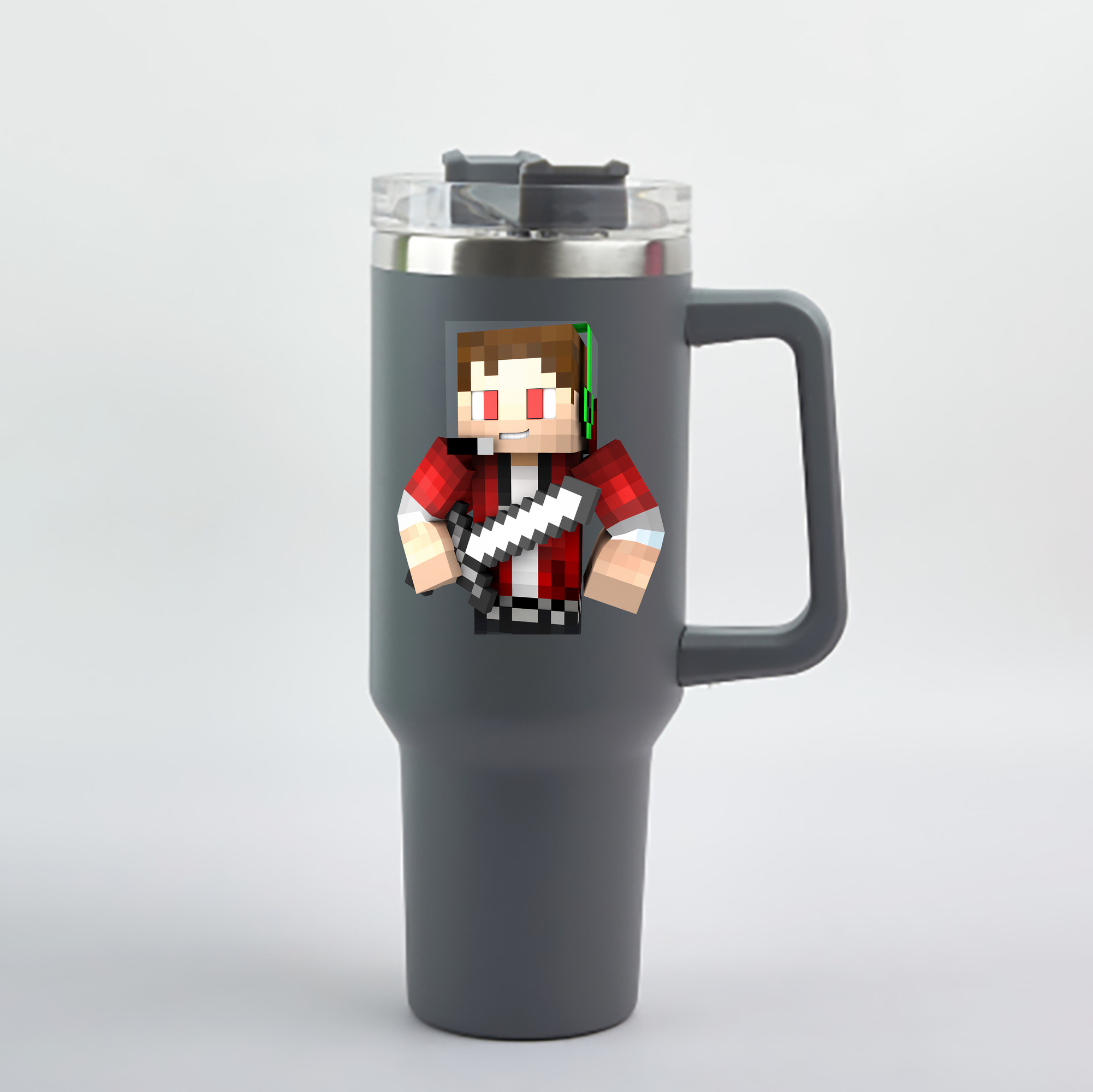 （画像用） マインクラフト ブロックの世界 Minecraft MC Block world 1200mL車用タンブラー - クリスタルステッカー（プラスチックストロー付き）