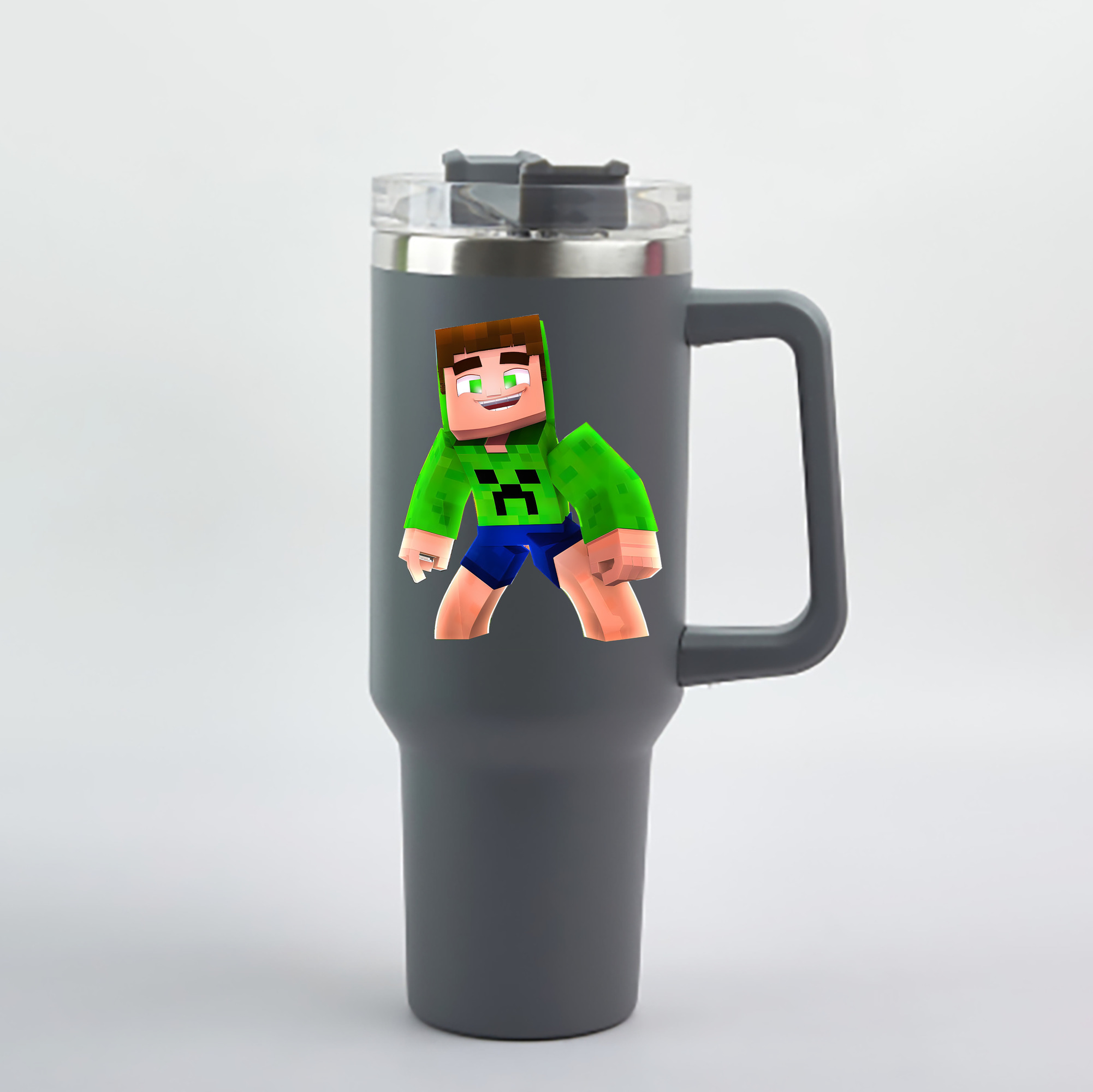 （画像用） マインクラフト ブロックの世界 Minecraft MC Block world 1200mL車用タンブラー - クリスタルステッカー（プラスチックストロー付き）
