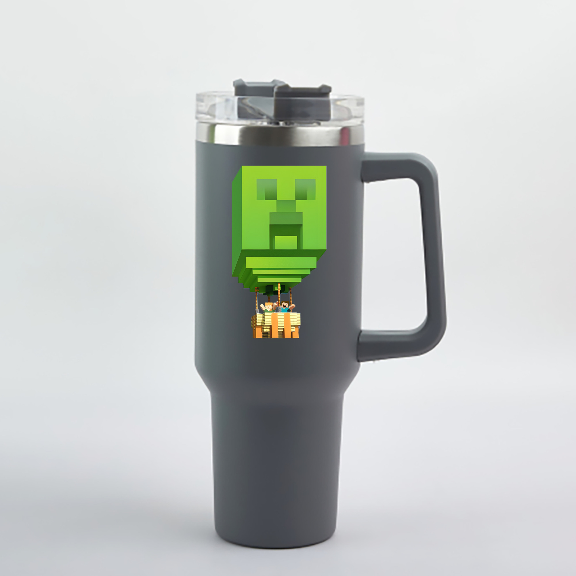 （画像用） マインクラフト ブロックの世界 Minecraft MC Block world 1200mL車用タンブラー - クリスタルステッカー（プラスチックストロー付き）