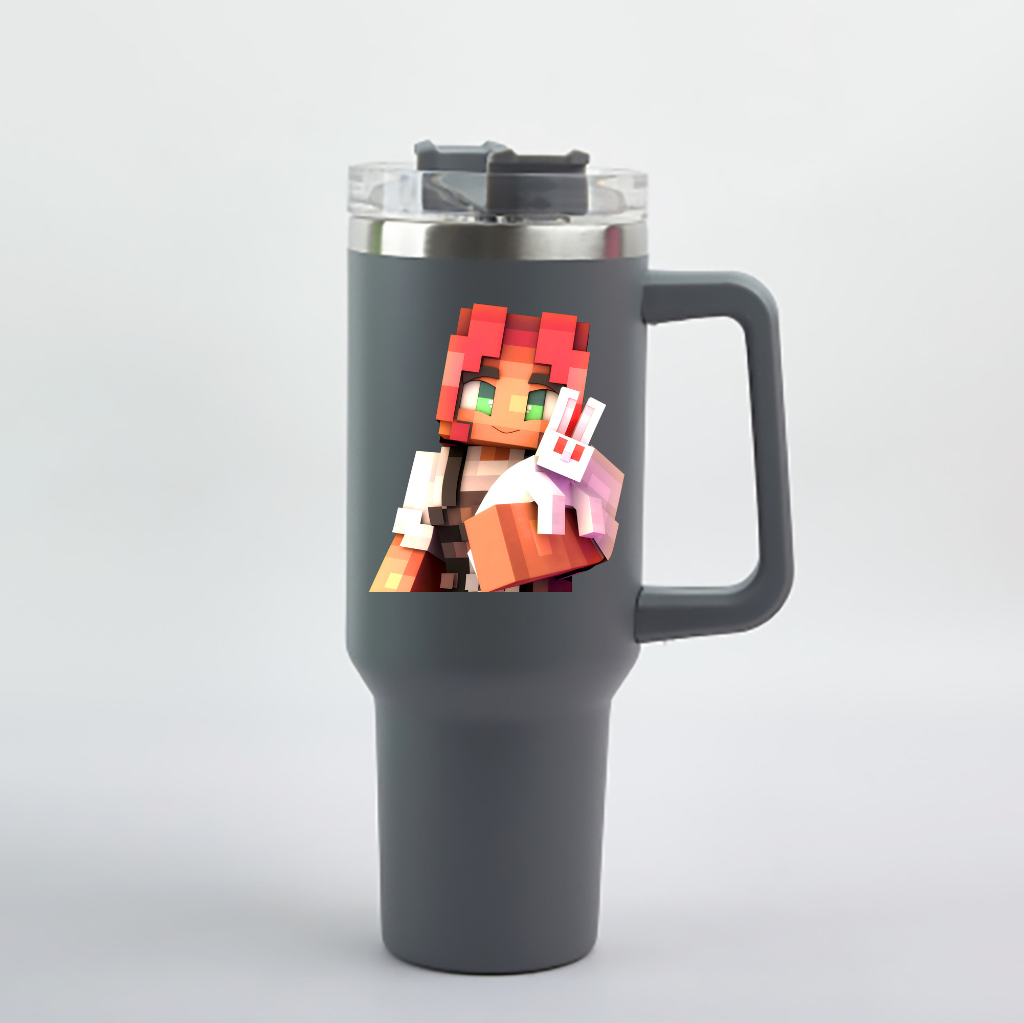 （画像用） マインクラフト ブロックの世界 Minecraft MC Block world 1200mL車用タンブラー - クリスタルステッカー（プラスチックストロー付き）