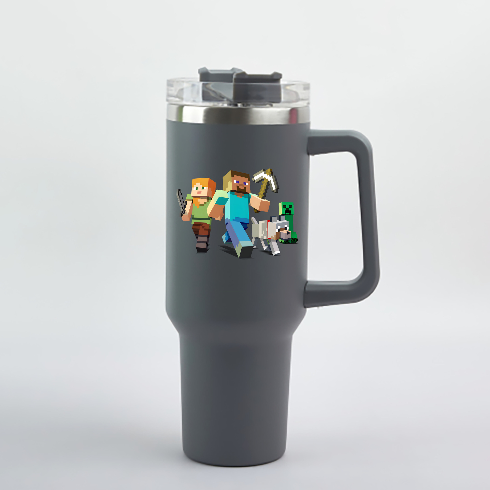 （画像用） マインクラフト ブロックの世界 Minecraft MC Block world 1200mL車用タンブラー - クリスタルステッカー（プラスチックストロー付き）