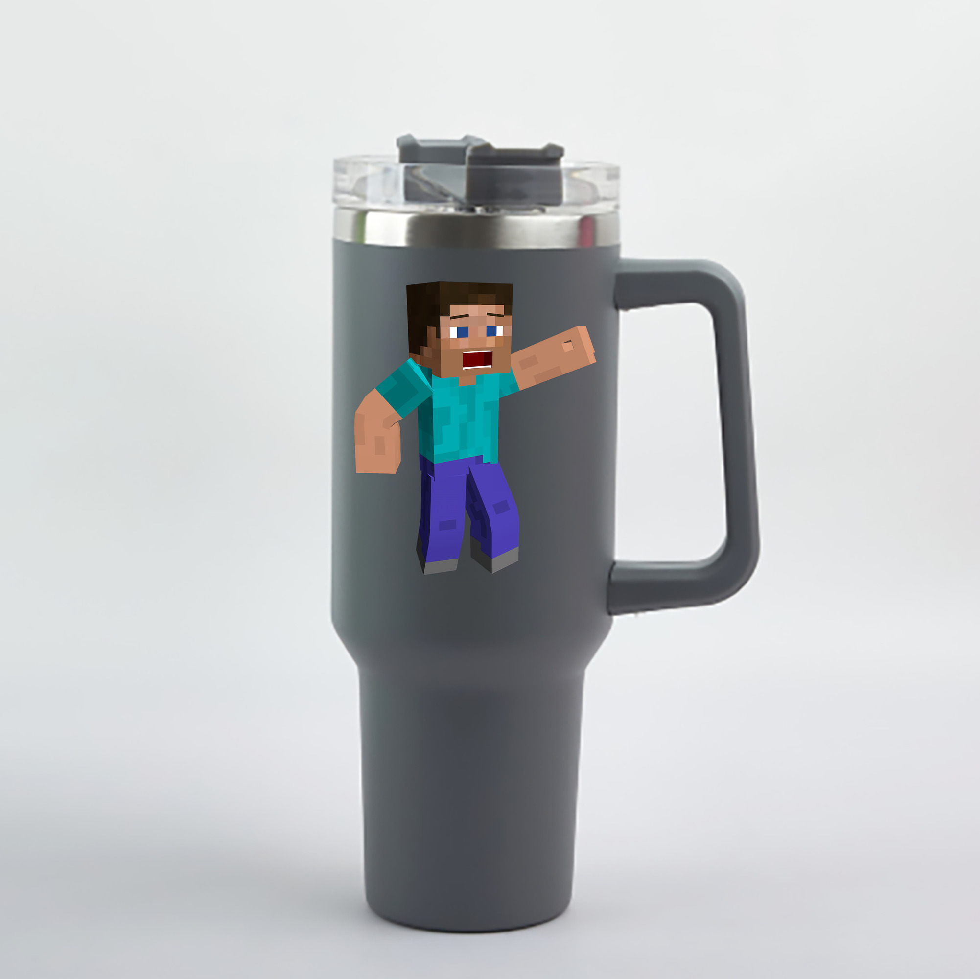 （画像用） マインクラフト ブロックの世界 Minecraft MC Block world 1200mL車用タンブラー - クリスタルステッカー（プラスチックストロー付き）