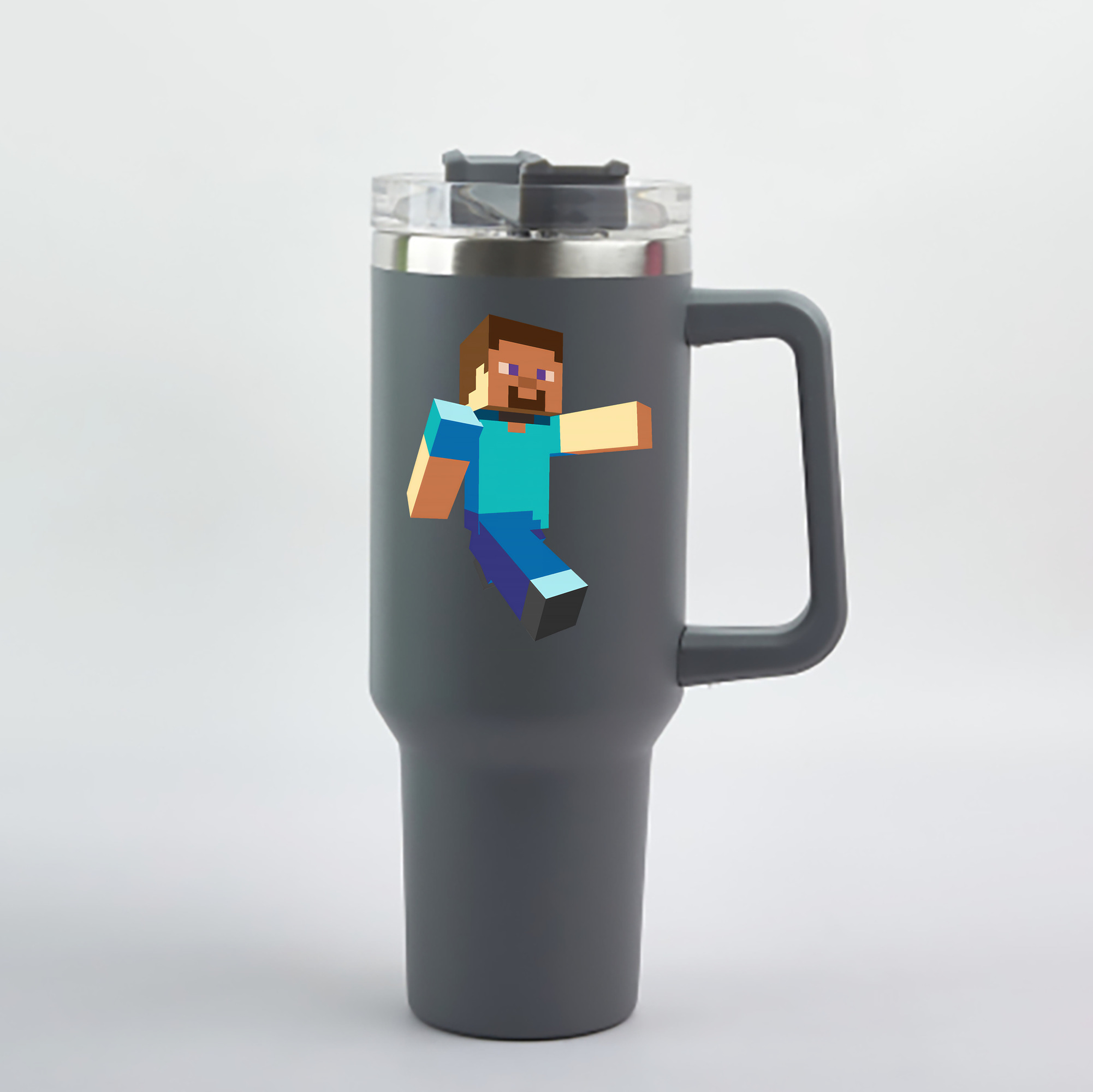（画像用） マインクラフト ブロックの世界 Minecraft MC Block world 1200mL車用タンブラー - クリスタルステッカー（プラスチックストロー付き）