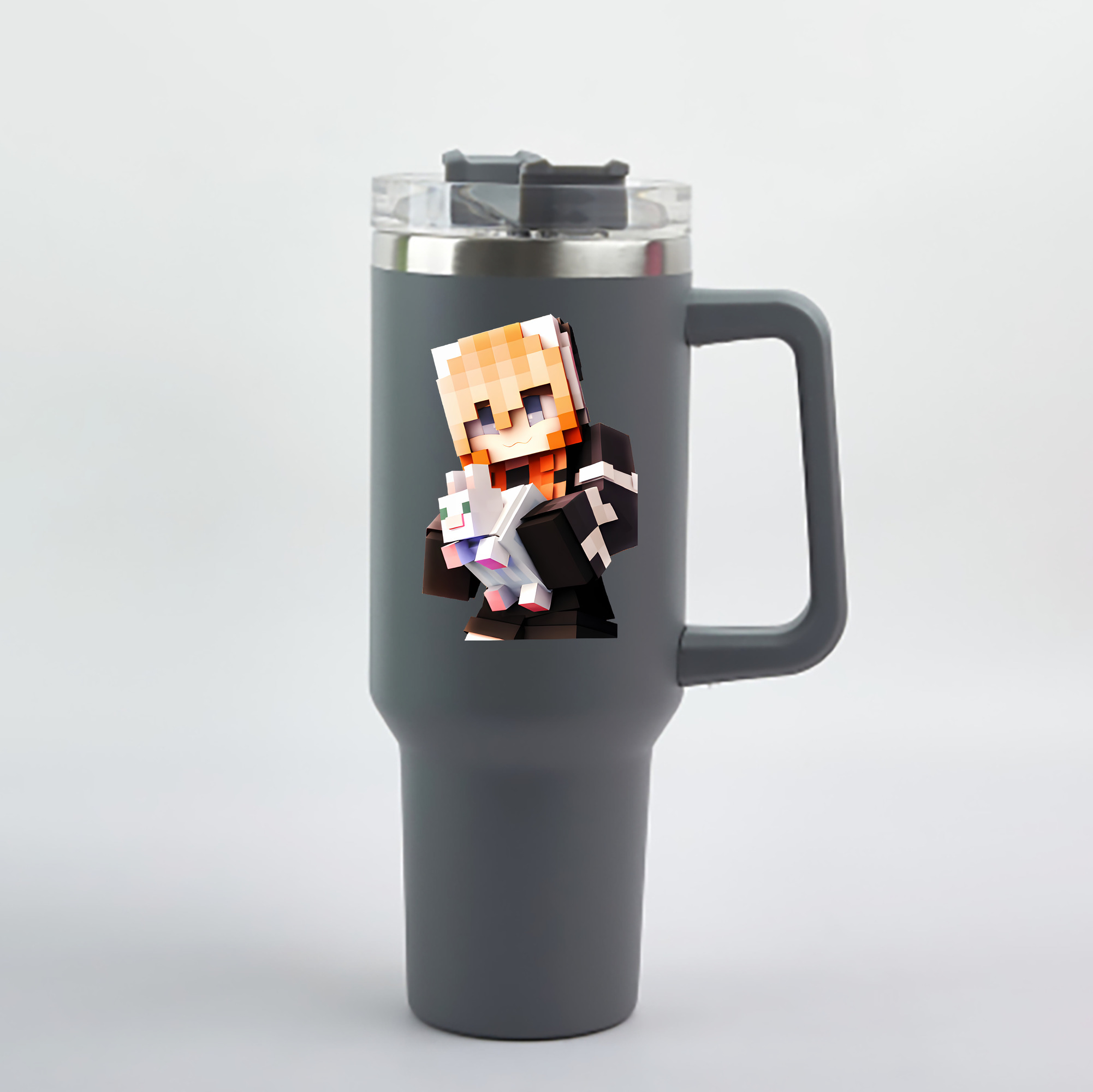 （画像用） マインクラフト ブロックの世界 Minecraft MC Block world 1200mL車用タンブラー - クリスタルステッカー（プラスチックストロー付き）