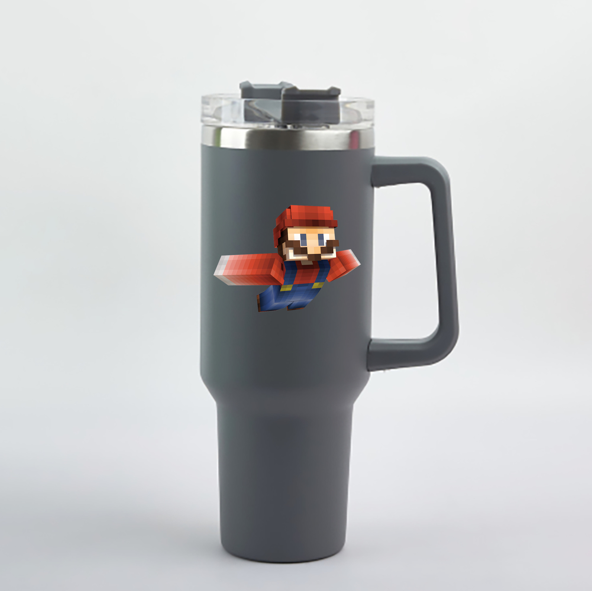 （画像用） マインクラフト ブロックの世界 Minecraft MC Block world 1200mL車用タンブラー - クリスタルステッカー（プラスチックストロー付き）