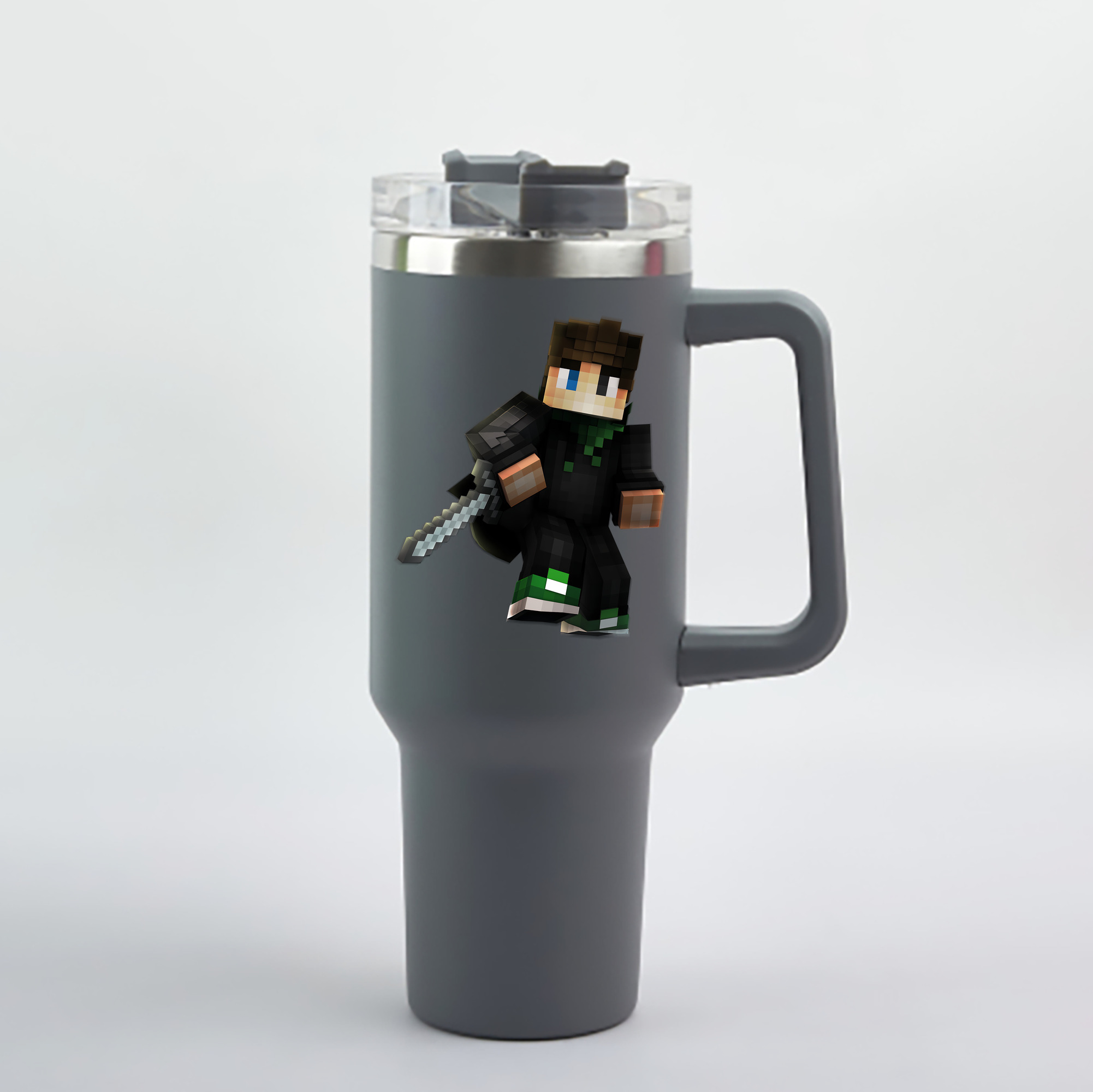 （画像用） マインクラフト ブロックの世界 Minecraft MC Block world 1200mL車用タンブラー - クリスタルステッカー（プラスチックストロー付き）