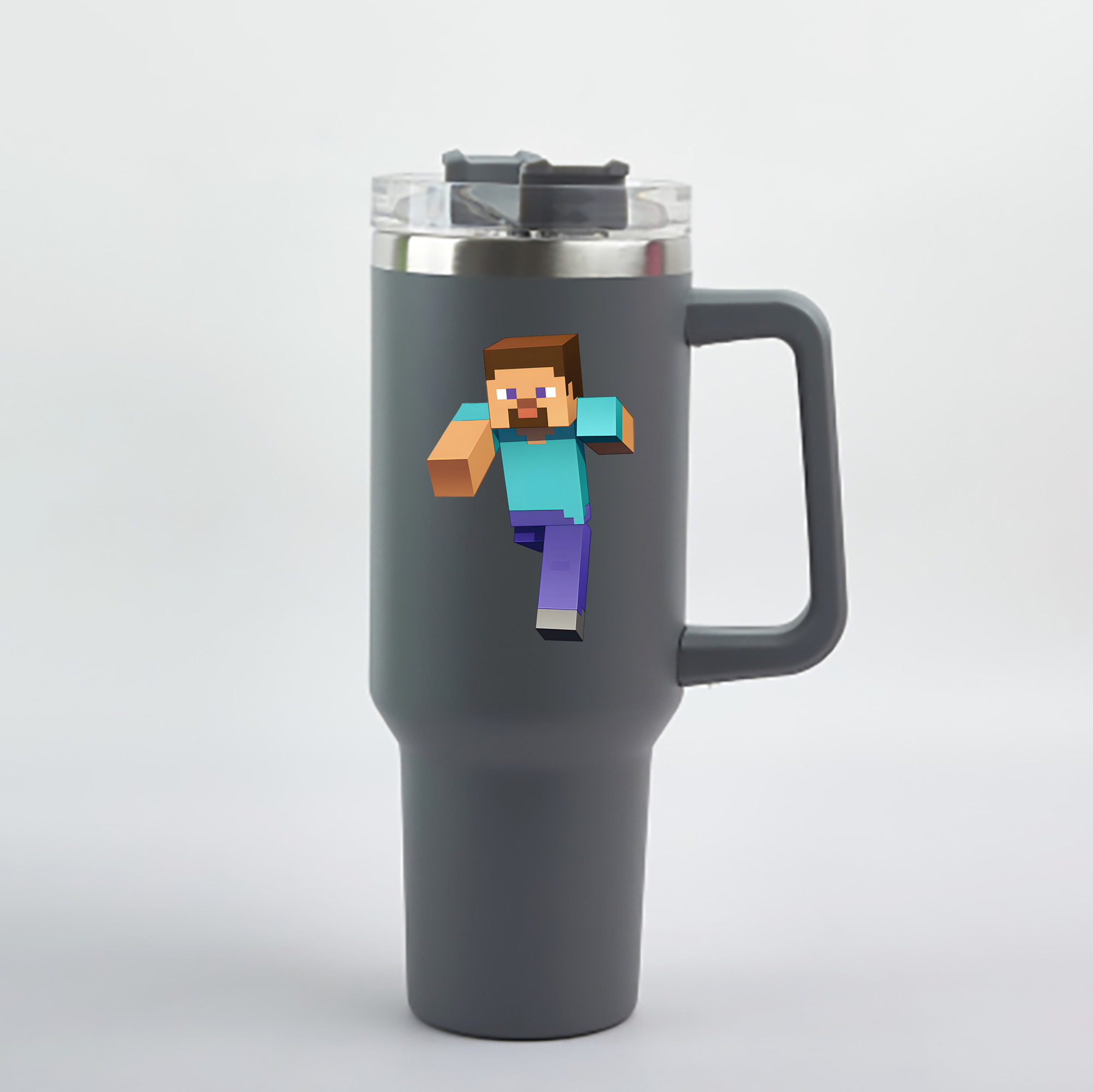 （画像用） マインクラフト ブロックの世界 Minecraft MC Block world 1200mL車用タンブラー - クリスタルステッカー（プラスチックストロー付き）