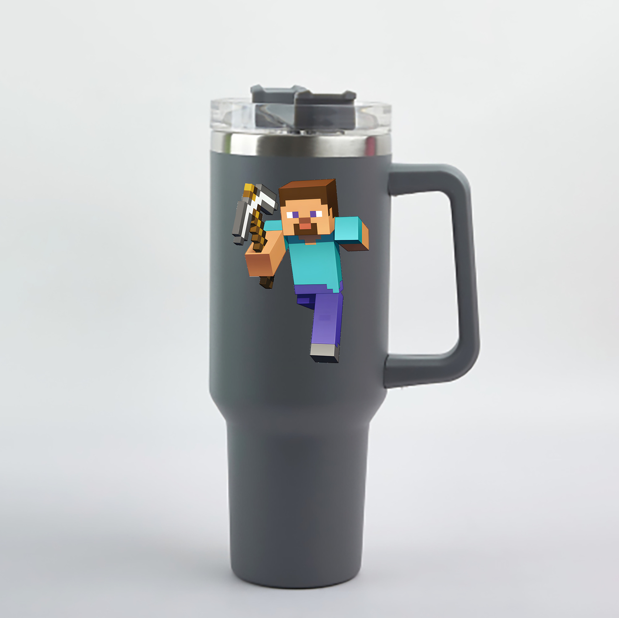 （画像用） マインクラフト ブロックの世界 Minecraft MC Block world 1200mL車用タンブラー - クリスタルステッカー（プラスチックストロー付き）