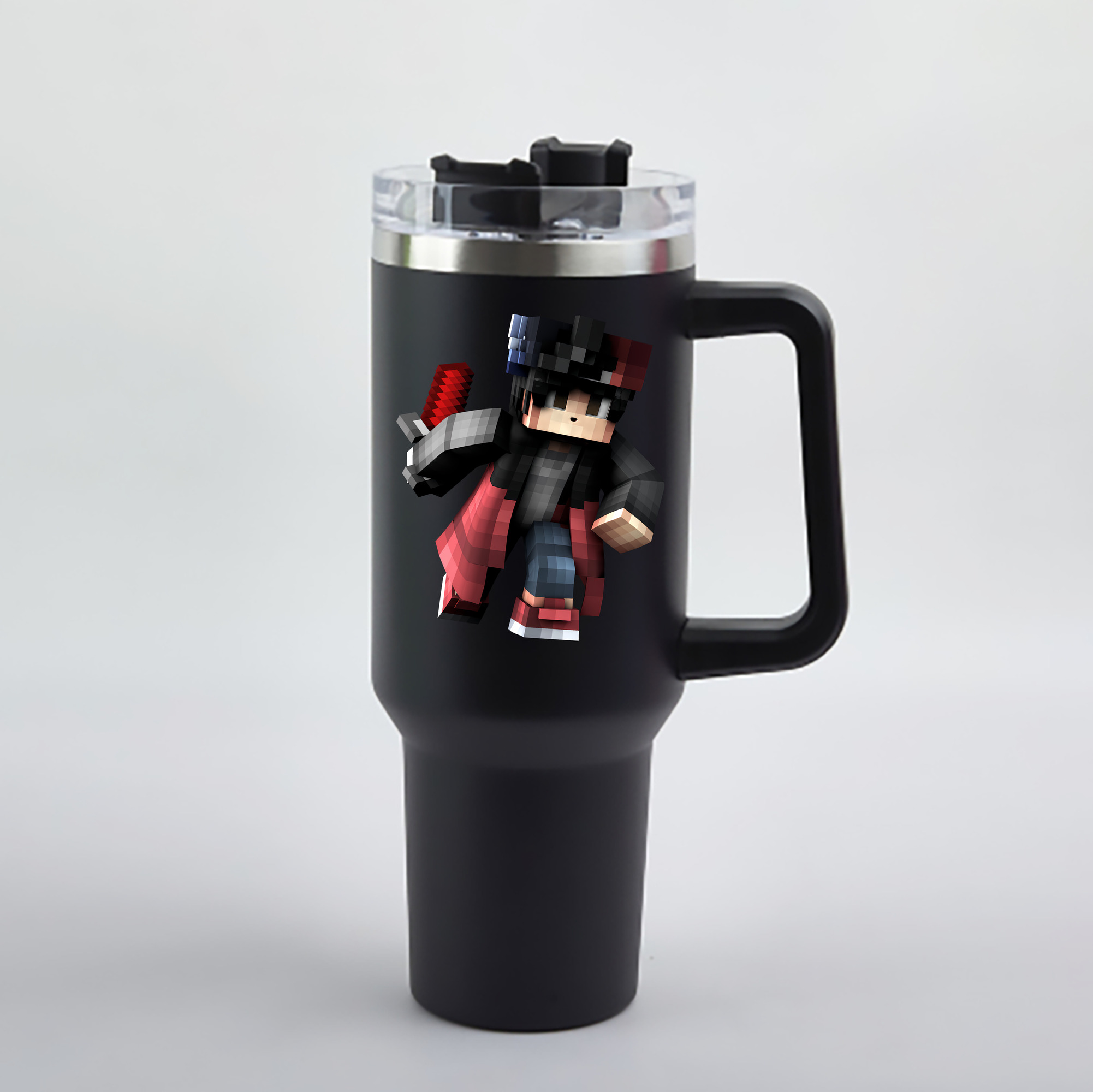 （画像用） マインクラフト ブロックの世界 Minecraft MC Block world 1200mL車用タンブラー - クリスタルステッカー（プラスチックストロー付き）