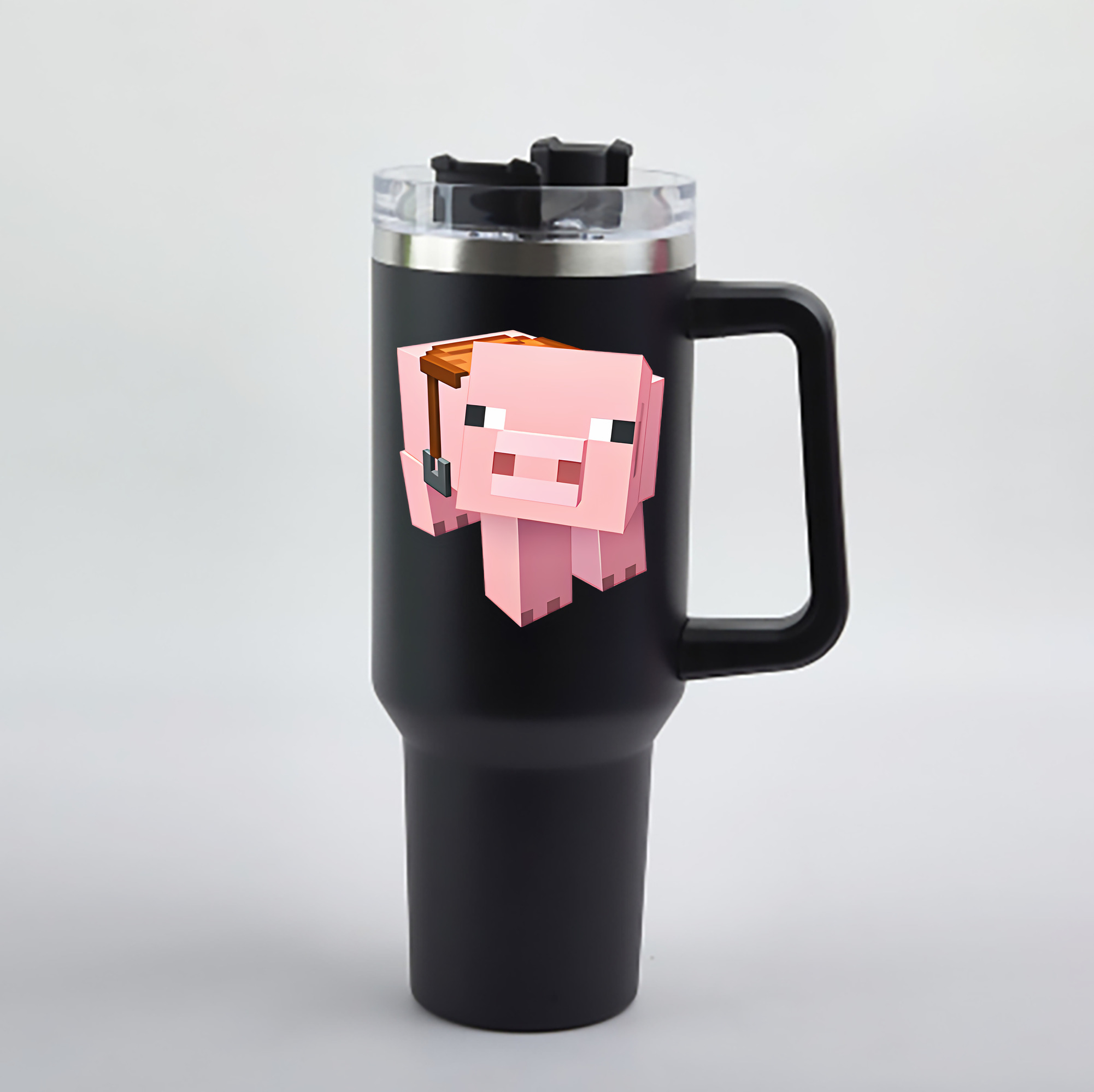 （画像用） マインクラフト ブロックの世界 Minecraft MC Block world 1200mL車用タンブラー - クリスタルステッカー（プラスチックストロー付き）