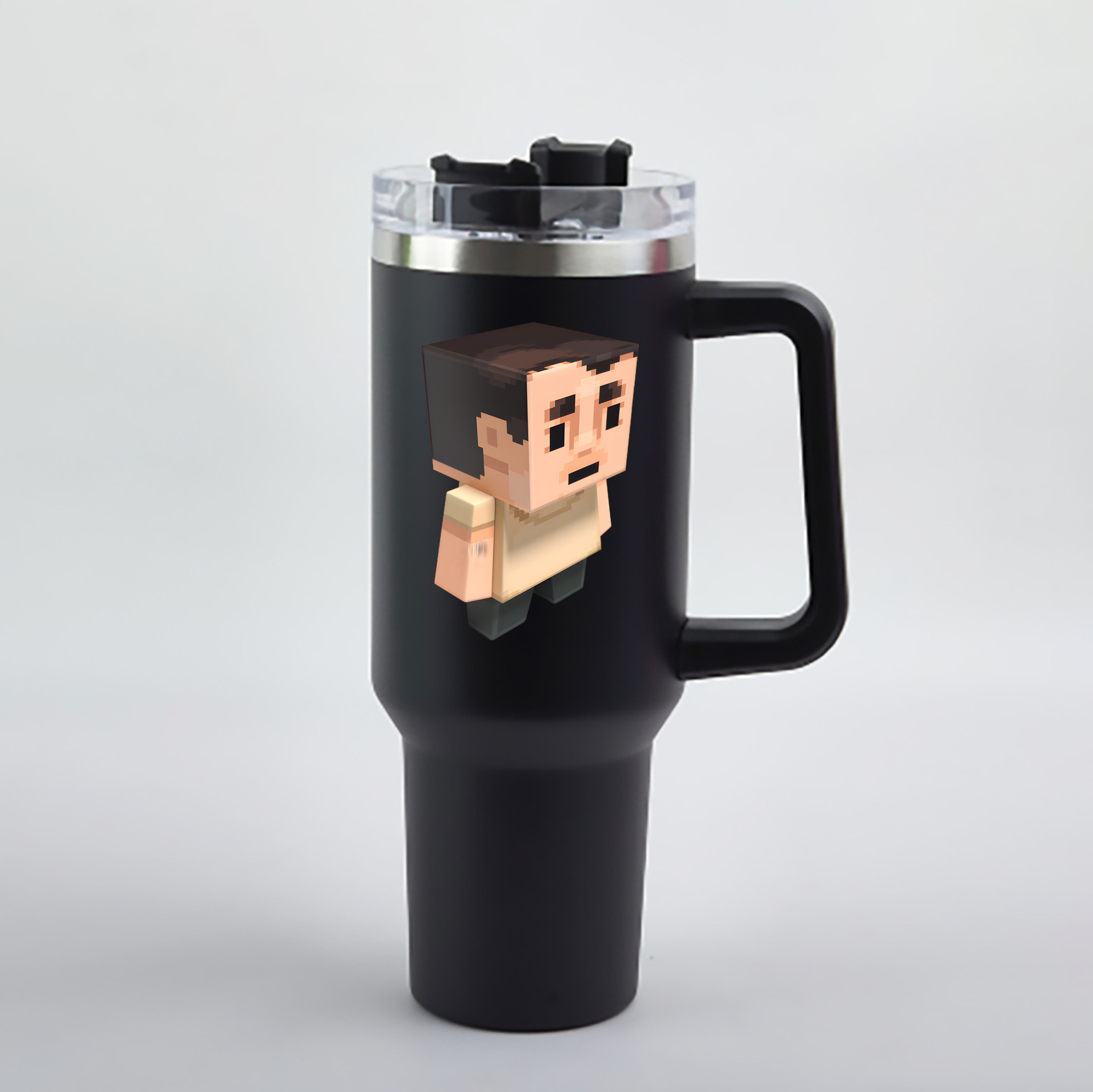 （画像用） マインクラフト ブロックの世界 Minecraft MC Block world 1200mL車用タンブラー - クリスタルステッカー（プラスチックストロー付き）