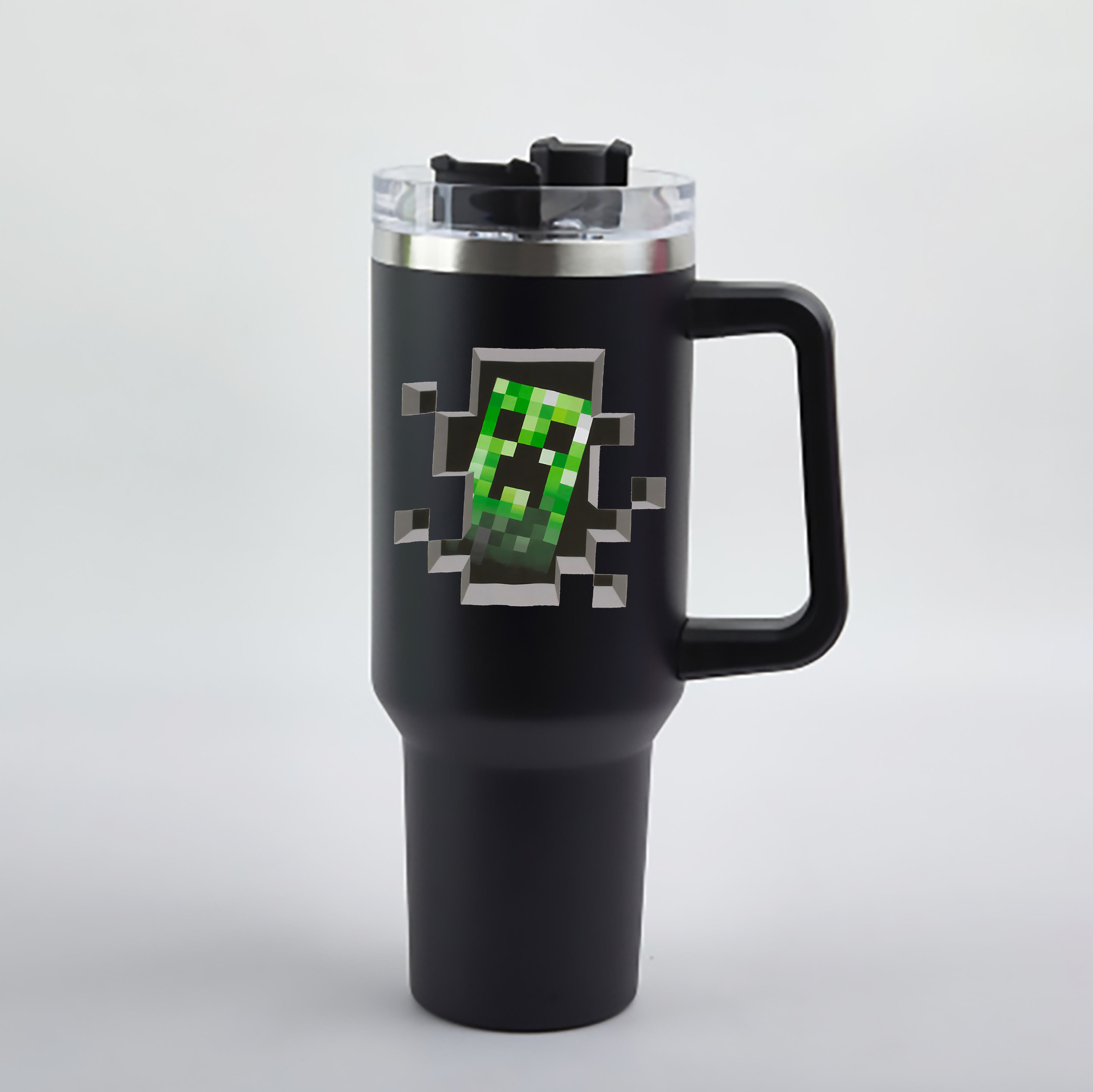 （画像用） マインクラフト ブロックの世界 Minecraft MC Block world 1200mL車用タンブラー - クリスタルステッカー（プラスチックストロー付き）