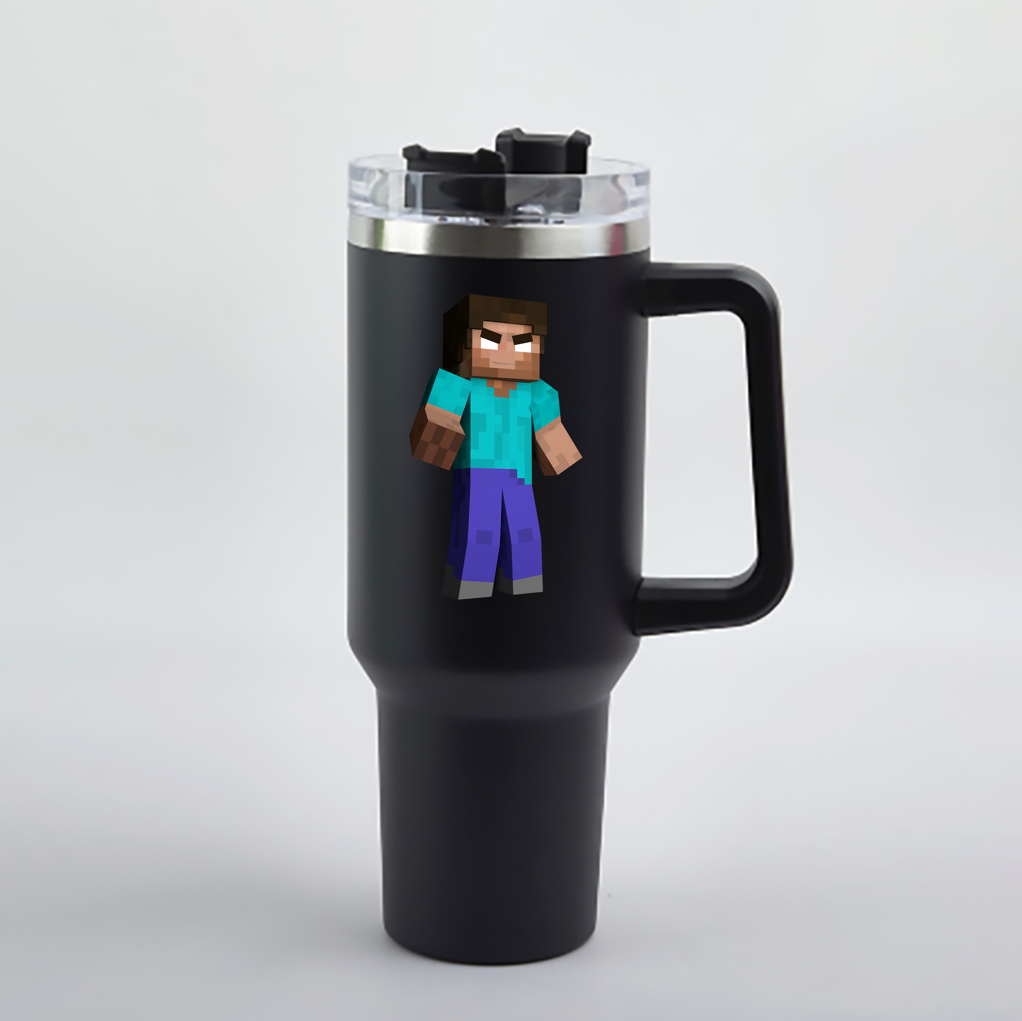 （画像用） マインクラフト ブロックの世界 Minecraft MC Block world 1200mL車用タンブラー - クリスタルステッカー（プラスチックストロー付き）