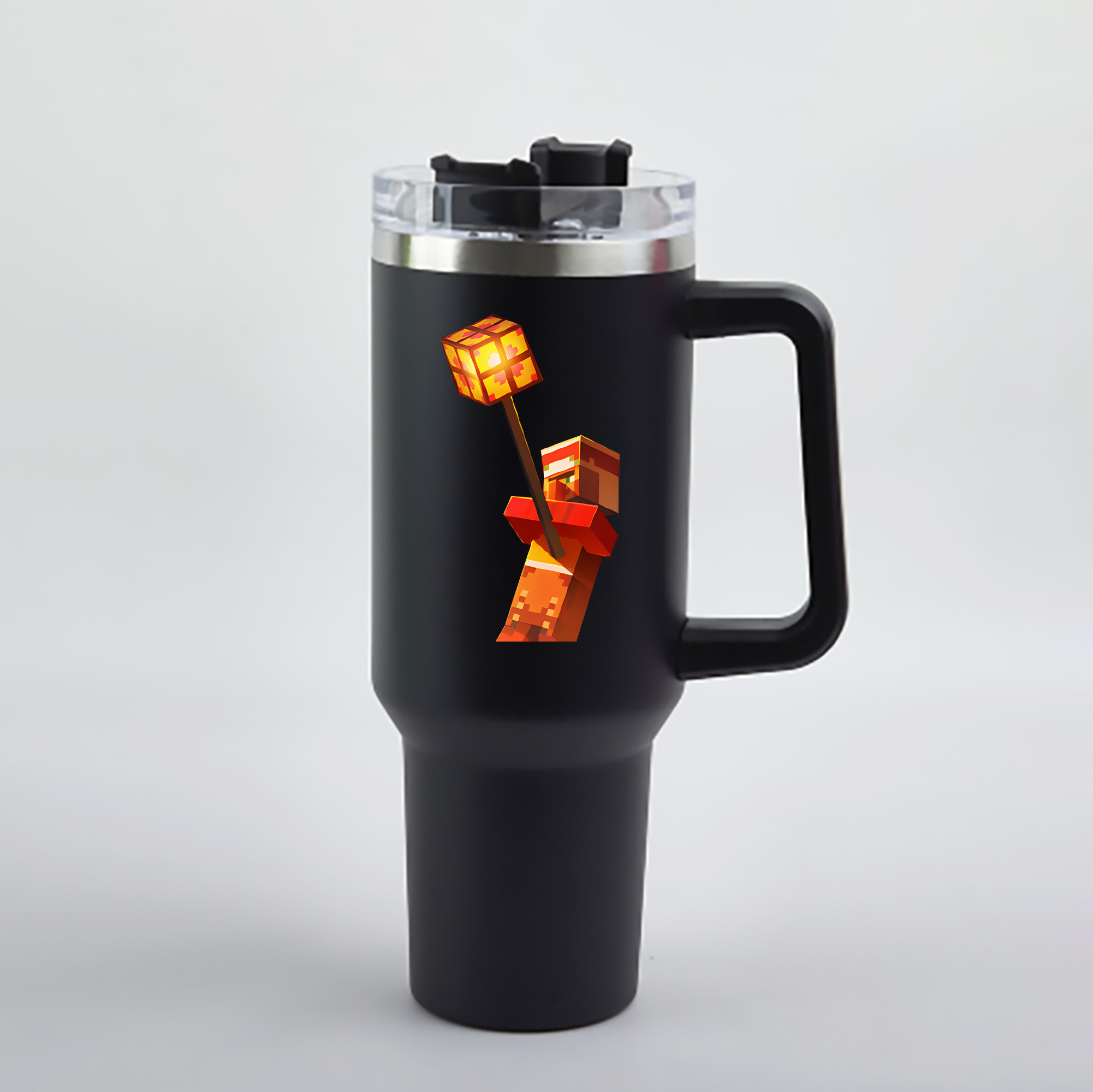 （画像用） マインクラフト ブロックの世界 Minecraft MC Block world 1200mL車用タンブラー - クリスタルステッカー（プラスチックストロー付き）