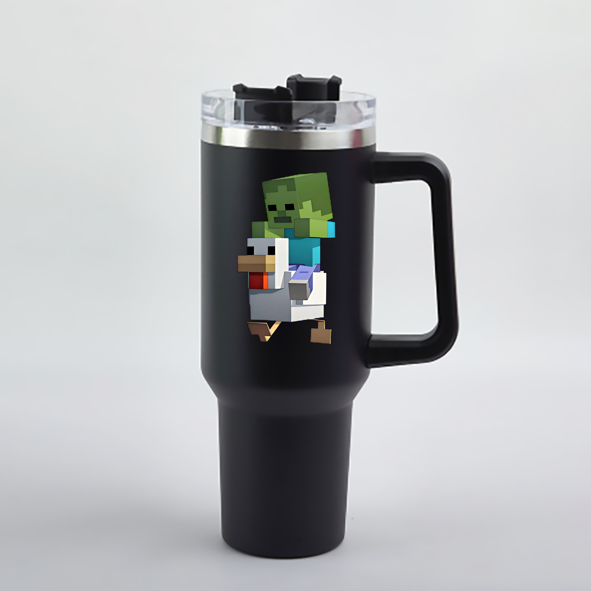 （画像用） マインクラフト ブロックの世界 Minecraft MC Block world 1200mL車用タンブラー - クリスタルステッカー（プラスチックストロー付き）