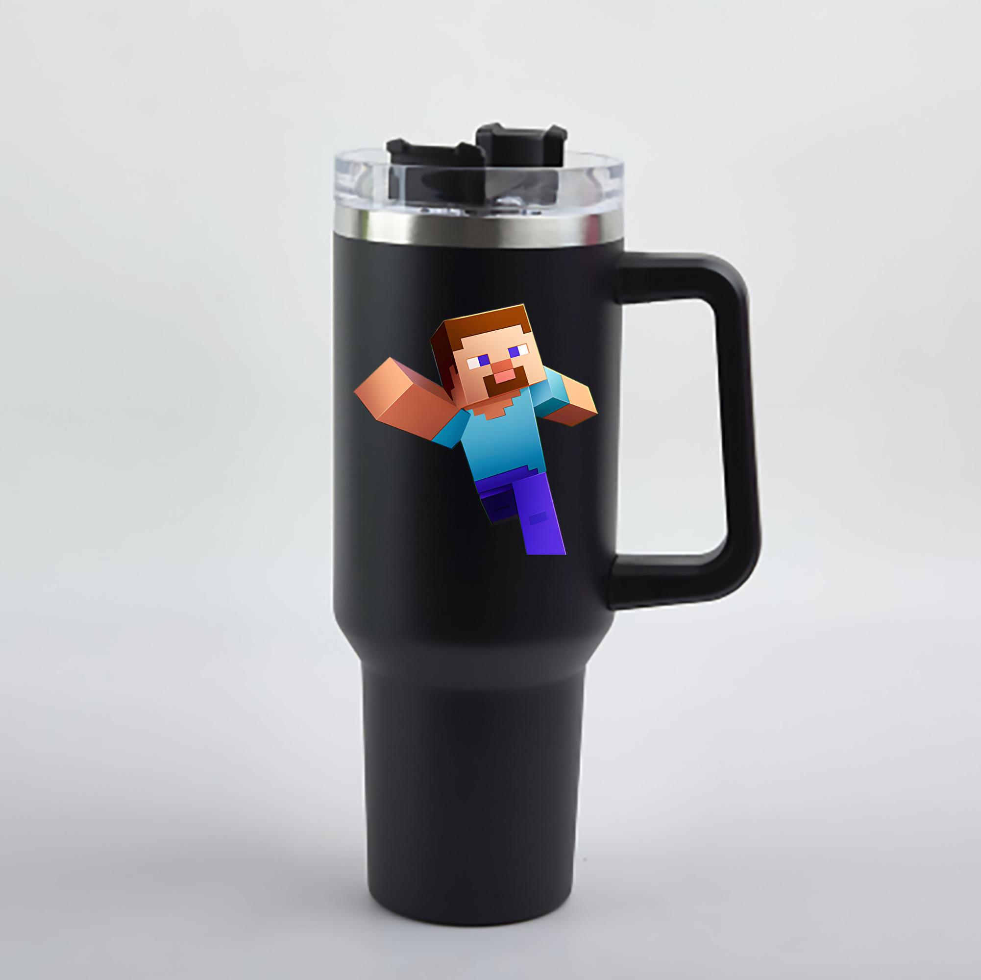 （画像用） マインクラフト ブロックの世界 Minecraft MC Block world 1200mL車用タンブラー - クリスタルステッカー（プラスチックストロー付き）