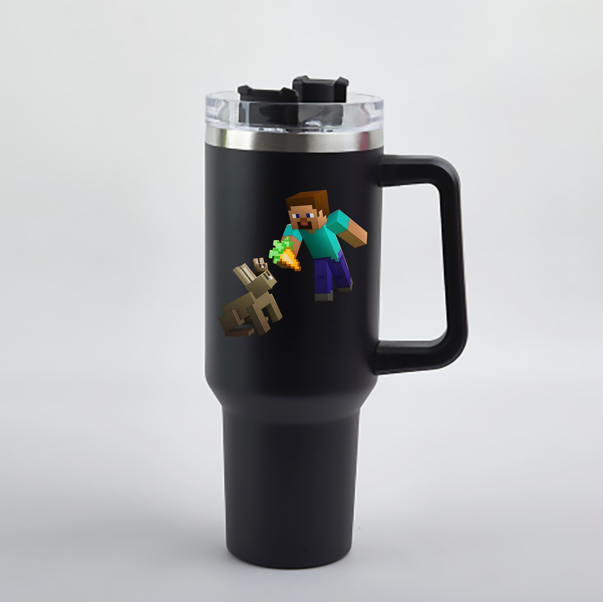 （画像用） マインクラフト ブロックの世界 Minecraft MC Block world 1200mL車用タンブラー - クリスタルステッカー（プラスチックストロー付き）