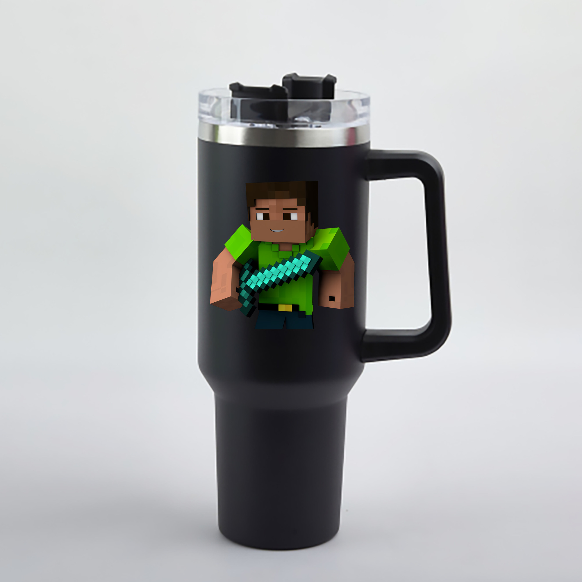 （画像用） マインクラフト ブロックの世界 Minecraft MC Block world 1200mL車用タンブラー - クリスタルステッカー（プラスチックストロー付き）