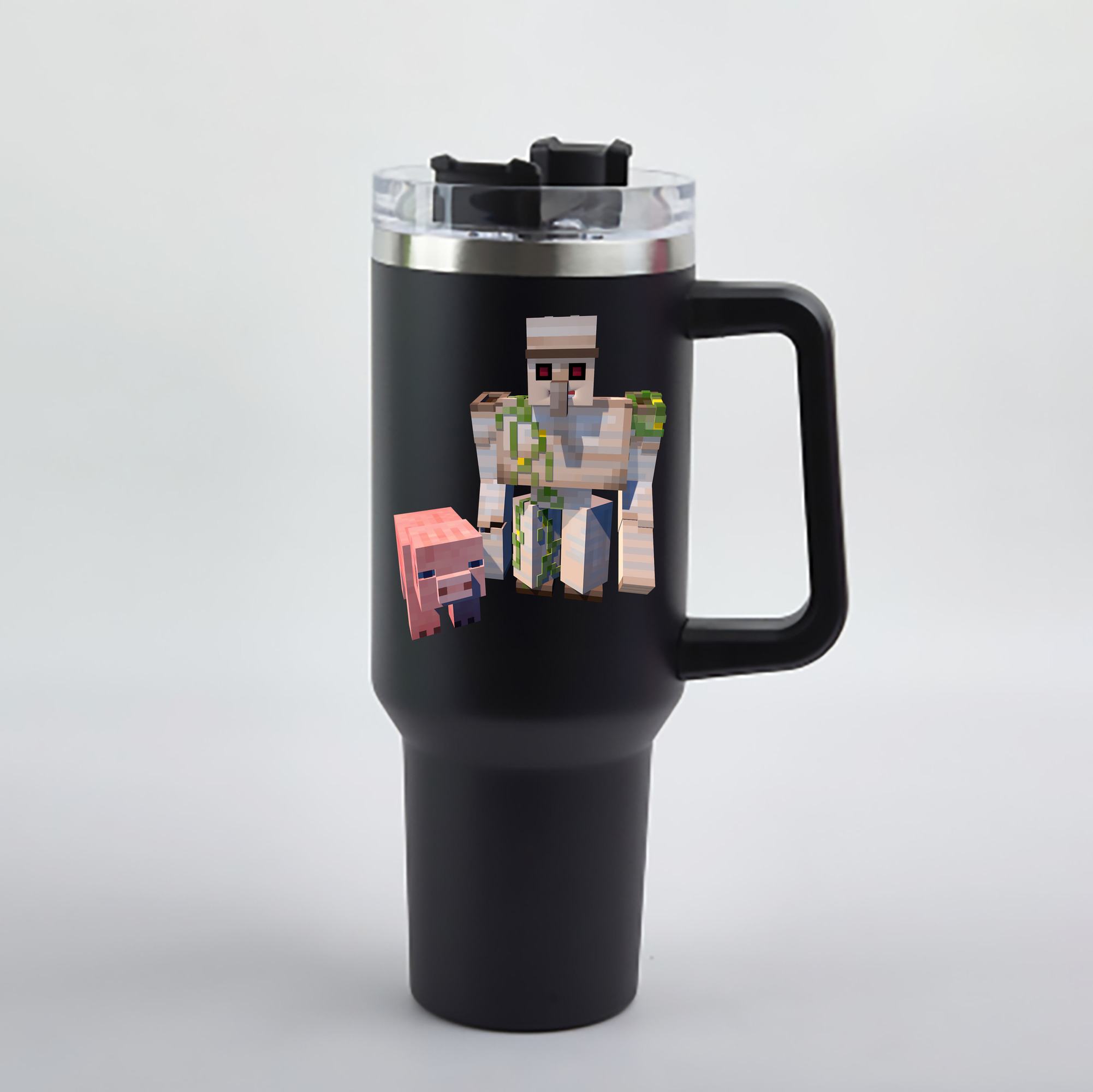 （画像用） マインクラフト ブロックの世界 Minecraft MC Block world 1200mL車用タンブラー - クリスタルステッカー（プラスチックストロー付き）