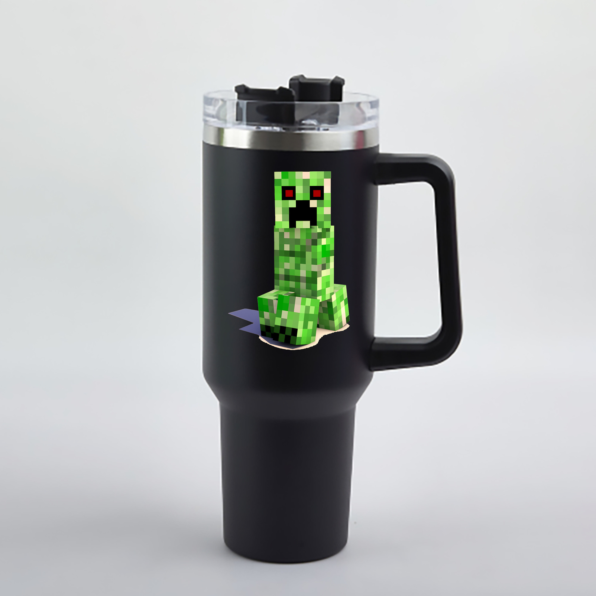 （画像用） マインクラフト ブロックの世界 Minecraft MC Block world 1200mL車用タンブラー - クリスタルステッカー（プラスチックストロー付き）