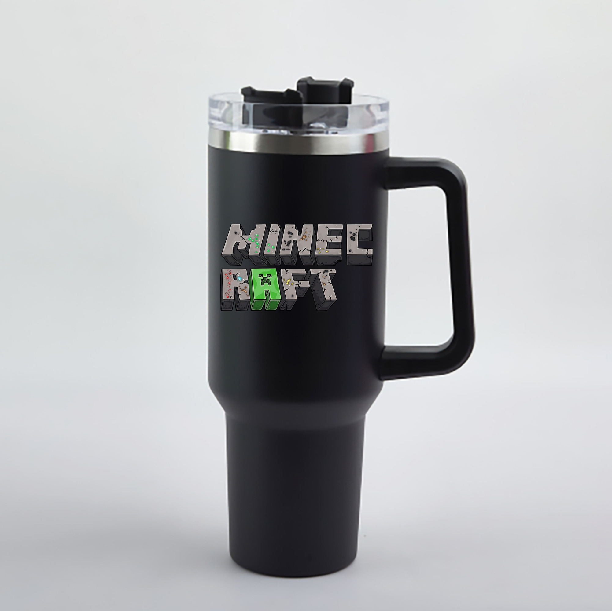 マインクラフト ブロックの世界 Minecraft MC Block world 1200mL車用タンブラー - クリスタルステッカー（プラスチックストロー付き）