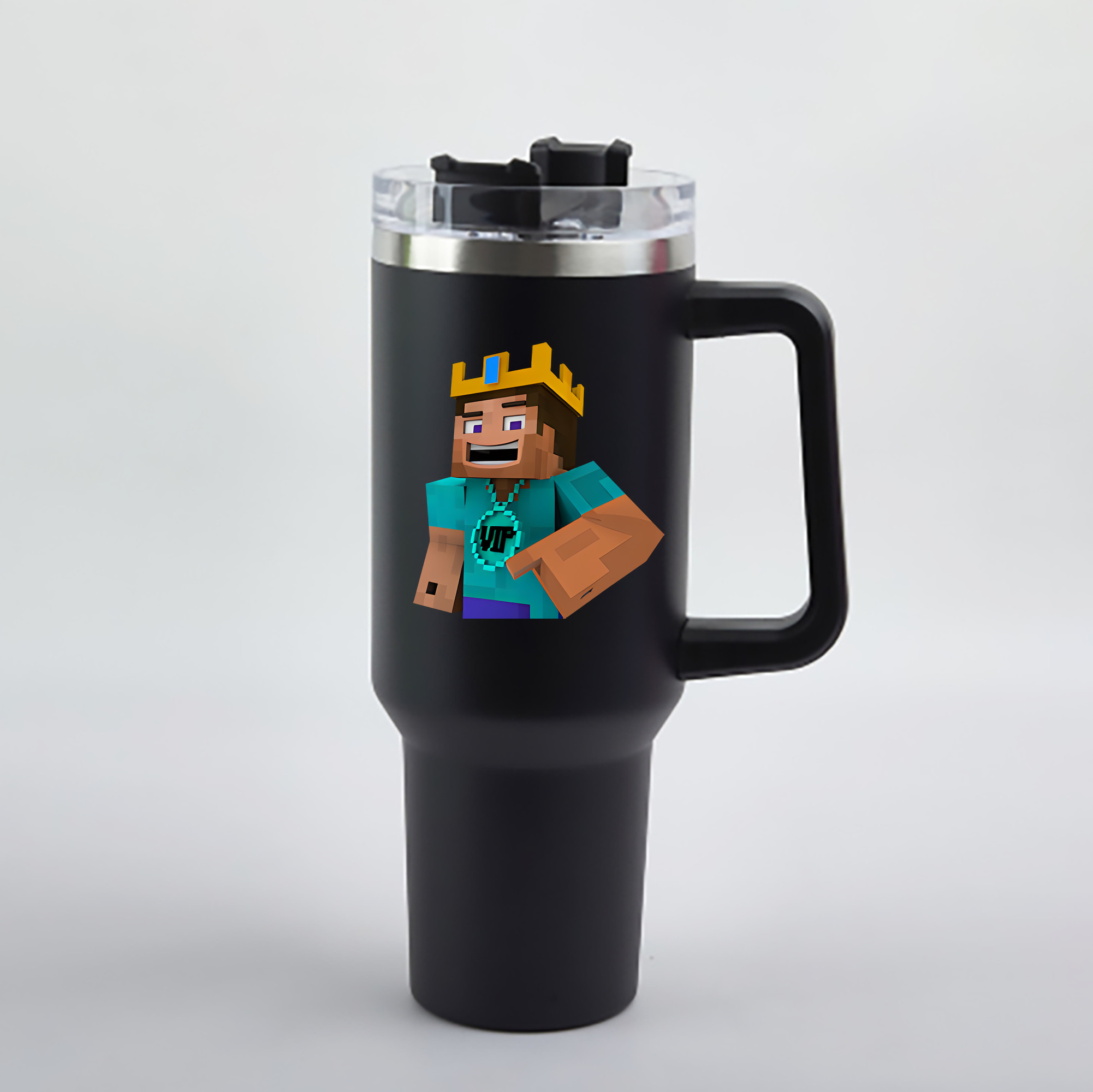 （画像用） マインクラフト ブロックの世界 Minecraft MC Block world 1200mL車用タンブラー - クリスタルステッカー（プラスチックストロー付き）