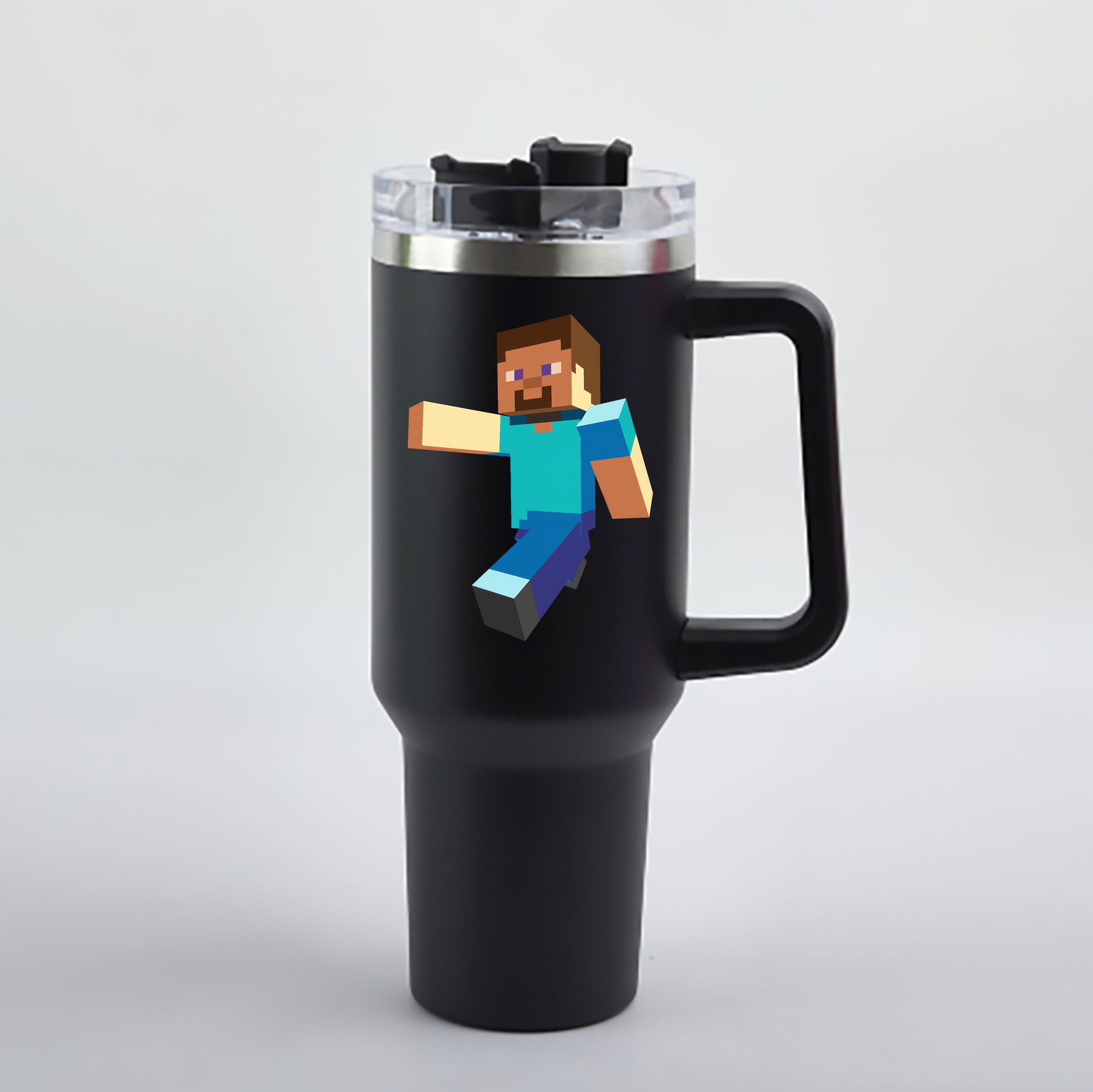 （画像用） マインクラフト ブロックの世界 Minecraft MC Block world 1200mL車用タンブラー - クリスタルステッカー（プラスチックストロー付き）