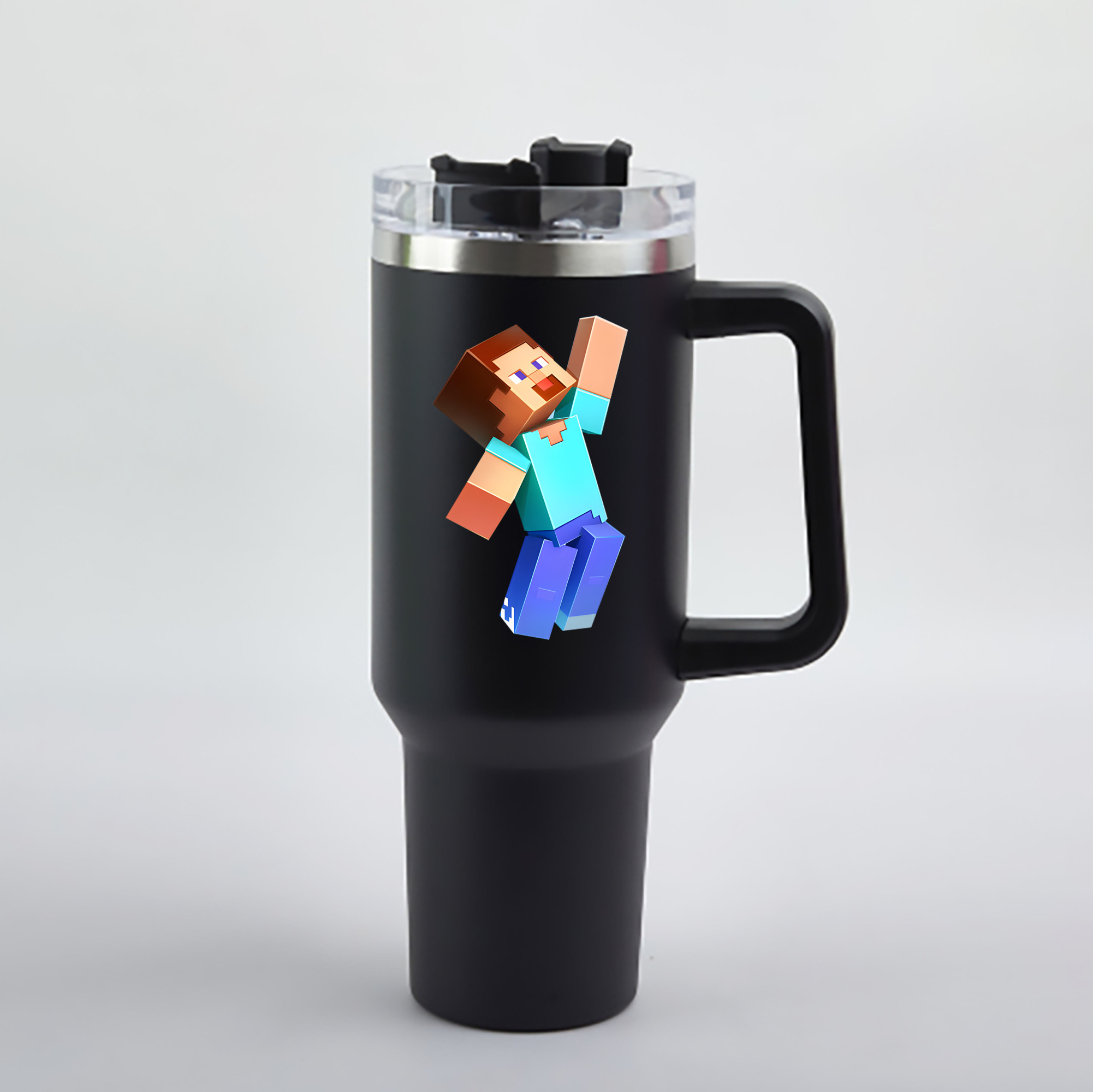（画像用） マインクラフト ブロックの世界 Minecraft MC Block world 1200mL車用タンブラー - クリスタルステッカー（プラスチックストロー付き）
