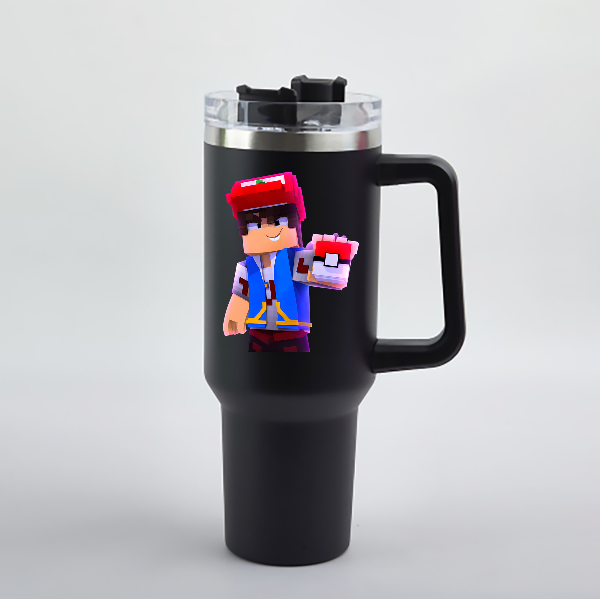 （画像用） マインクラフト ブロックの世界 Minecraft MC Block world 1200mL車用タンブラー - クリスタルステッカー（プラスチックストロー付き）