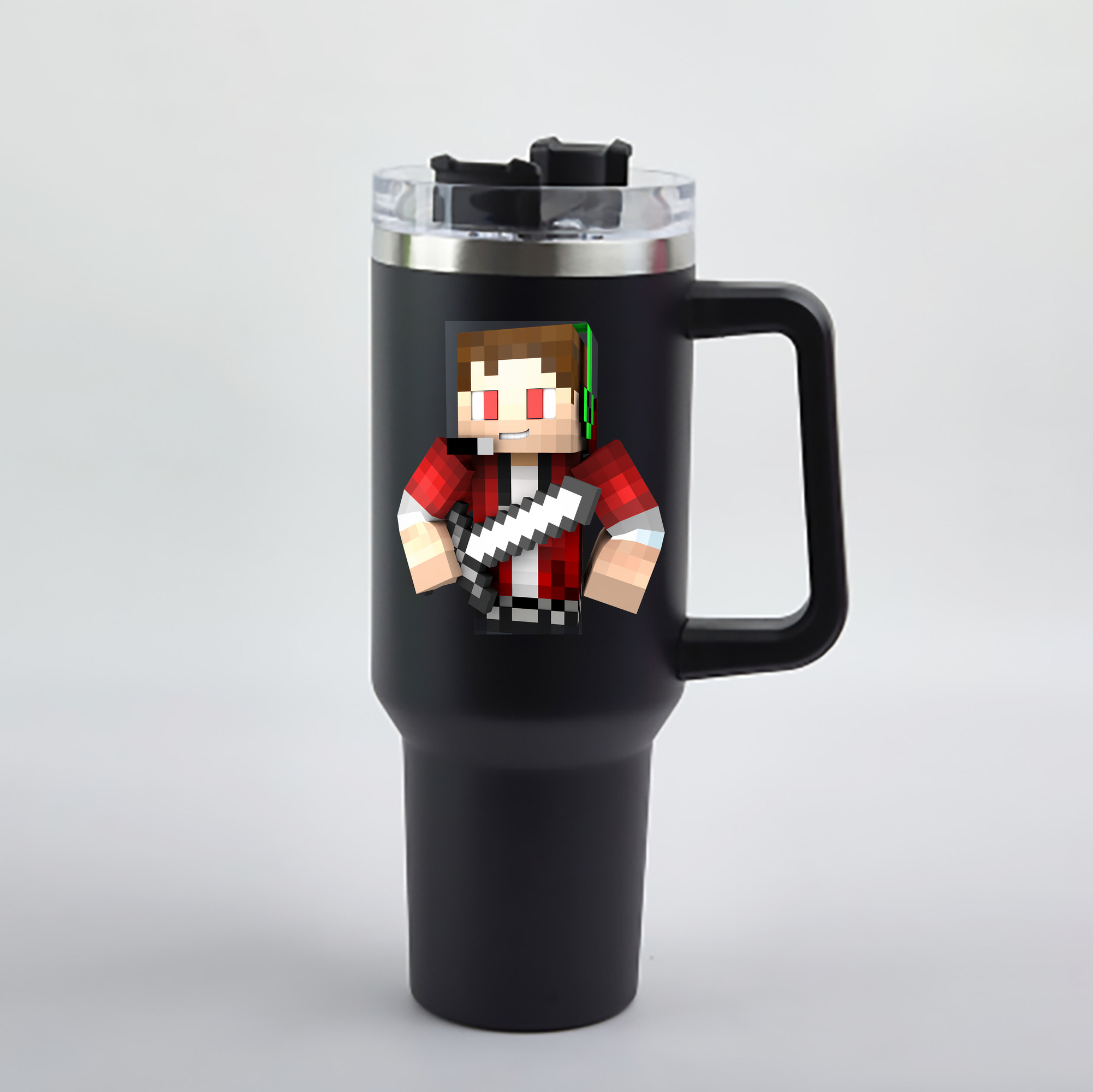 （画像用） マインクラフト ブロックの世界 Minecraft MC Block world 1200mL車用タンブラー - クリスタルステッカー（プラスチックストロー付き）